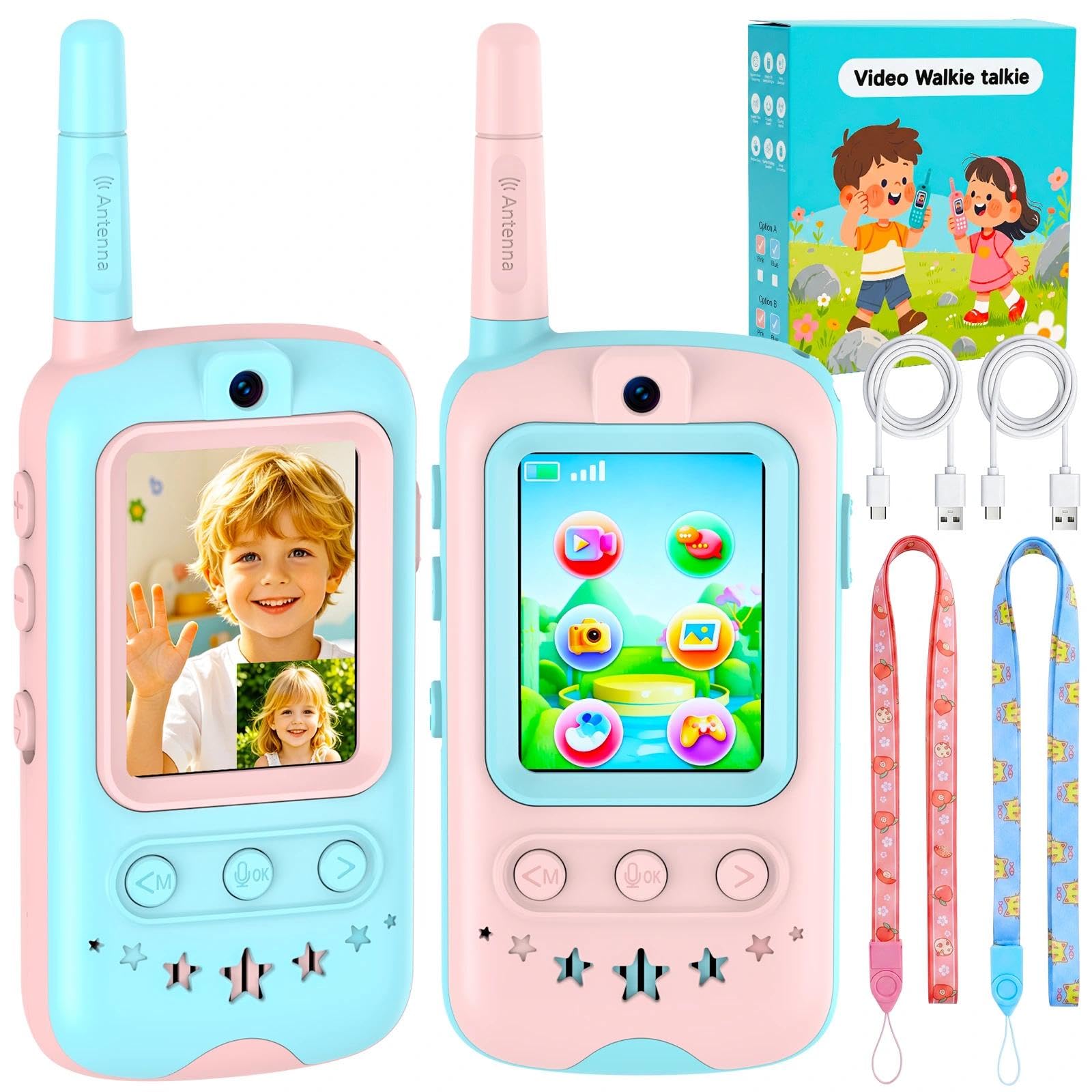 JYUHA Video Walkie Talkies for Kids 2PCS with Camera & Voice Changer