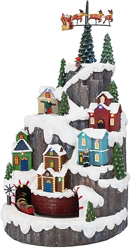 Miniatura 40 de Pueblo Navideño Animado de Santa en Fuga | Accesorios de Casa Navideña Colección Figuritas para Decoraciones y Regalo | Movimiento y Sonido con