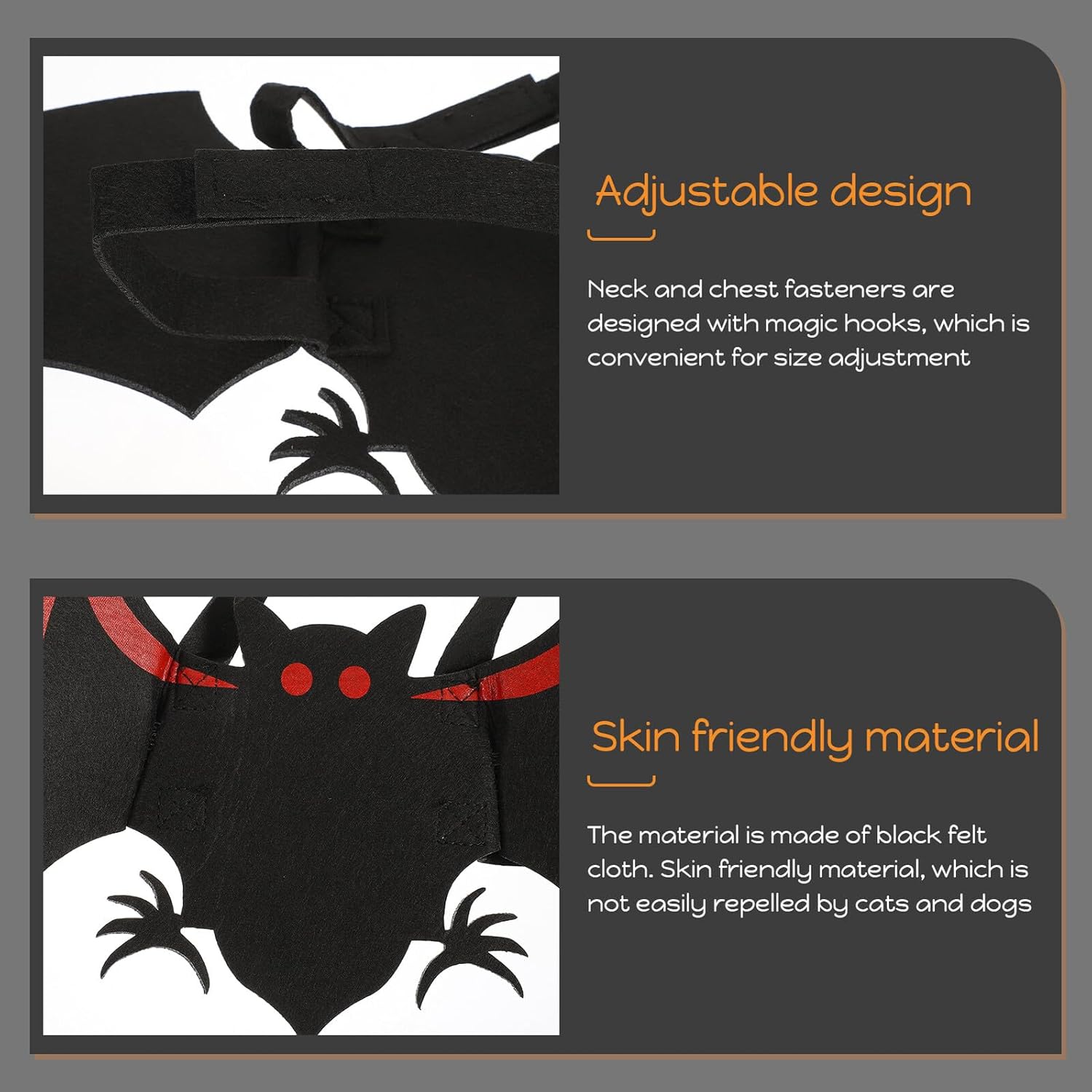 Halloween Dog Bat Wing Costume Comfortable Pet Cosplay Apparel Red Printed Bat Decoration for Puppy and Cat Party Wear