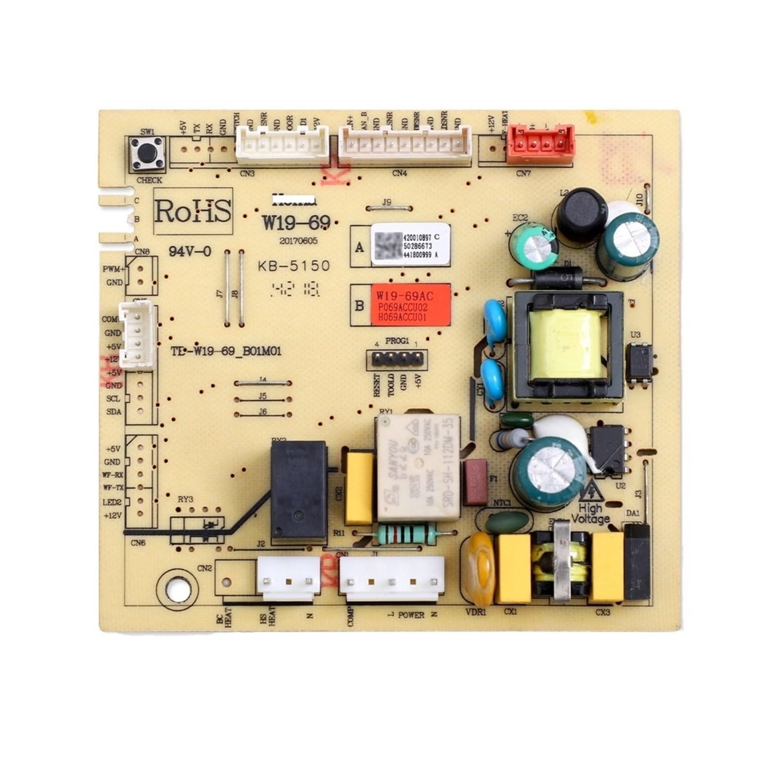 Control Board W19-69A W19-69AB W19-69AC，Compatible For Homa，Refrigerator Circuit PCB Fridge Motehrboard Freezer Spare Parts(W19-69AC)
