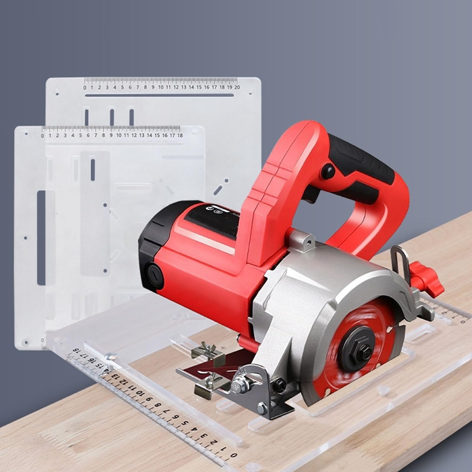 Luocute Piastra per Inserimento Tavola Fresatrice, Smussatura da 45 Pollici e Tagli Piatti da 90 Pollici | Tavola ribaltabile per fresatura di legno acrilico con carico posteriore regolabile, base trasparente ispessita da 8 mm,