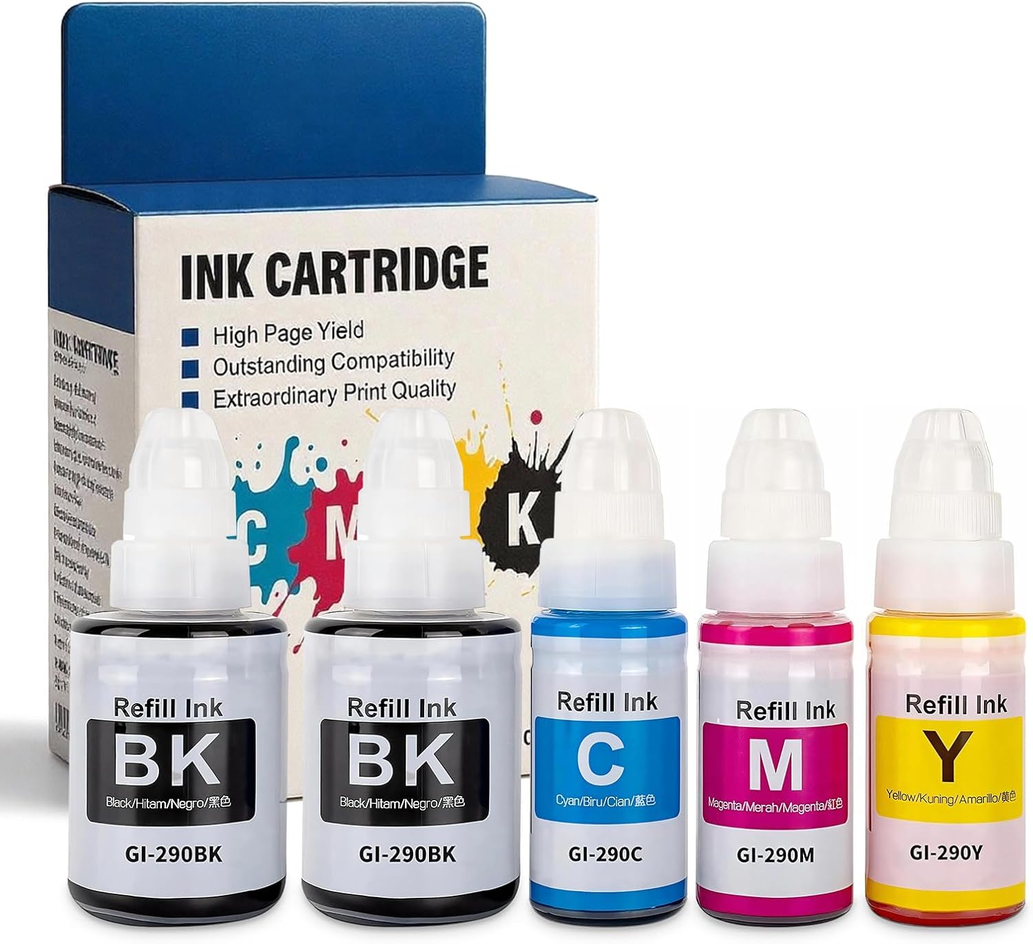 T512 Ink Refill Bottles Compatible for Ecotank ET-7700 ET-7750 ET7700 ET7750 Printer, 2*Black Photo Black Cyan Magenta Yellow 5-Pack