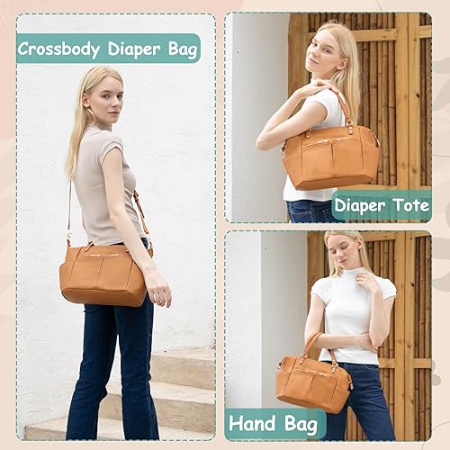 Miniatura 2 de Mini bolsa de pañales Mominside pequeña bolsa de pañales con 13 bolsillos, bolsa de pañales cruzada de cuero, organizador de bolsas de pañales,