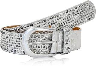 irisaa Damen Gürtel Breiter Nietengürtel im Vintage-Look, Jeansgürtel