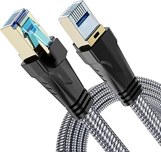 XGMATT CAT8 Lan Cable 3M, 40Gbps 2000Mhz High Speed Gigabit SFTP Lan Network Internet Cables with RJ45 Gold Plated Connector for Use of Smart Office Smart Home System iOT Gaming