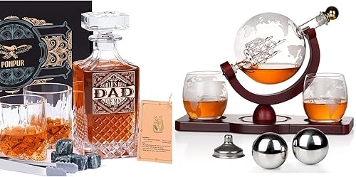 Juego de 2 decantadores Whskey para hombres, papá, regalos de PONPUR para hombres, papá, juego de decantadores diseñado para papá y juego de disponible en Yaxa Peru