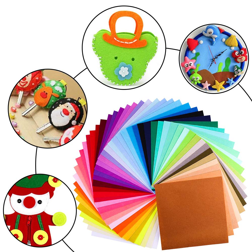 40 Fogli Di Feltro Colorato 10x10 Cm Per Fai Da Te – Kit Con Adesivi Diamantati, Filo E Corda Di Canapa