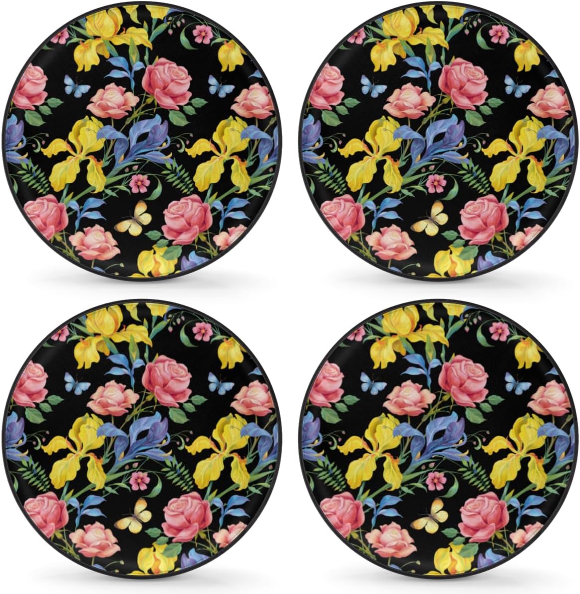 Rose Butterfly Tire Covers Portable Spare Tire Cover Soft Durable Waterproof Dustproof Set of 4 Bags 16 Inches for Car Truck SUV Trailer Camper