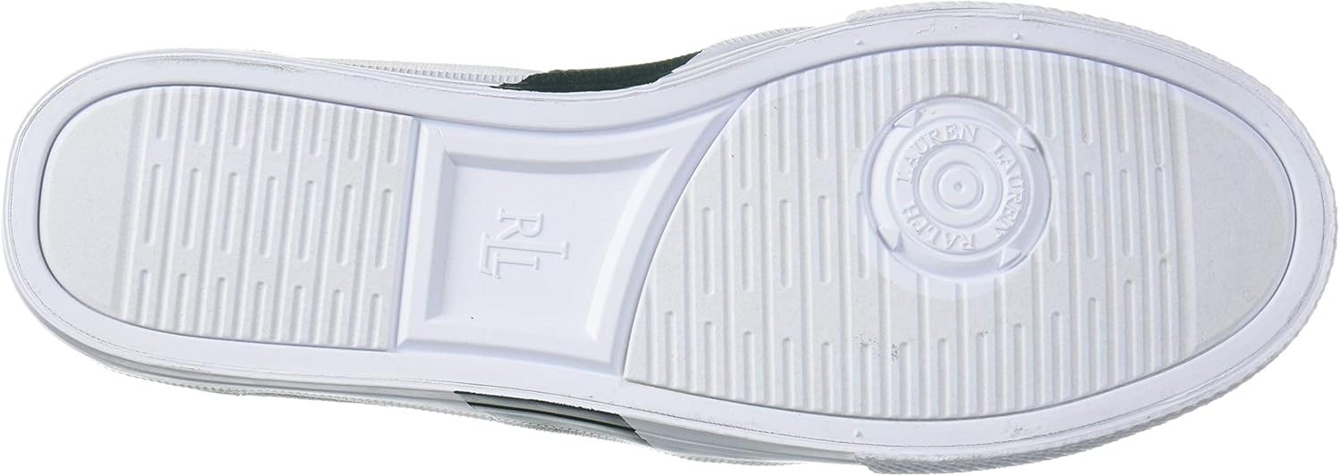 Lauren by Ralph Lauren Women's Jinny Sneaker 9.5 B US White/Deep Saddle Tan