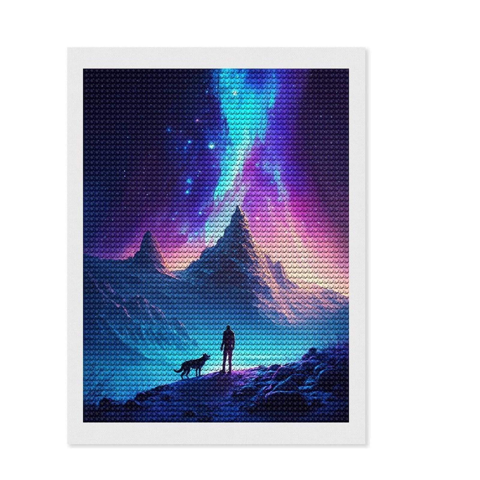 Junmoney Adventure with My Dog DIY Diamond Art Canvas Kit 12"x16", Complete Accessories, Creative Leisure Activity, Home Wall Decor, Gift Idea