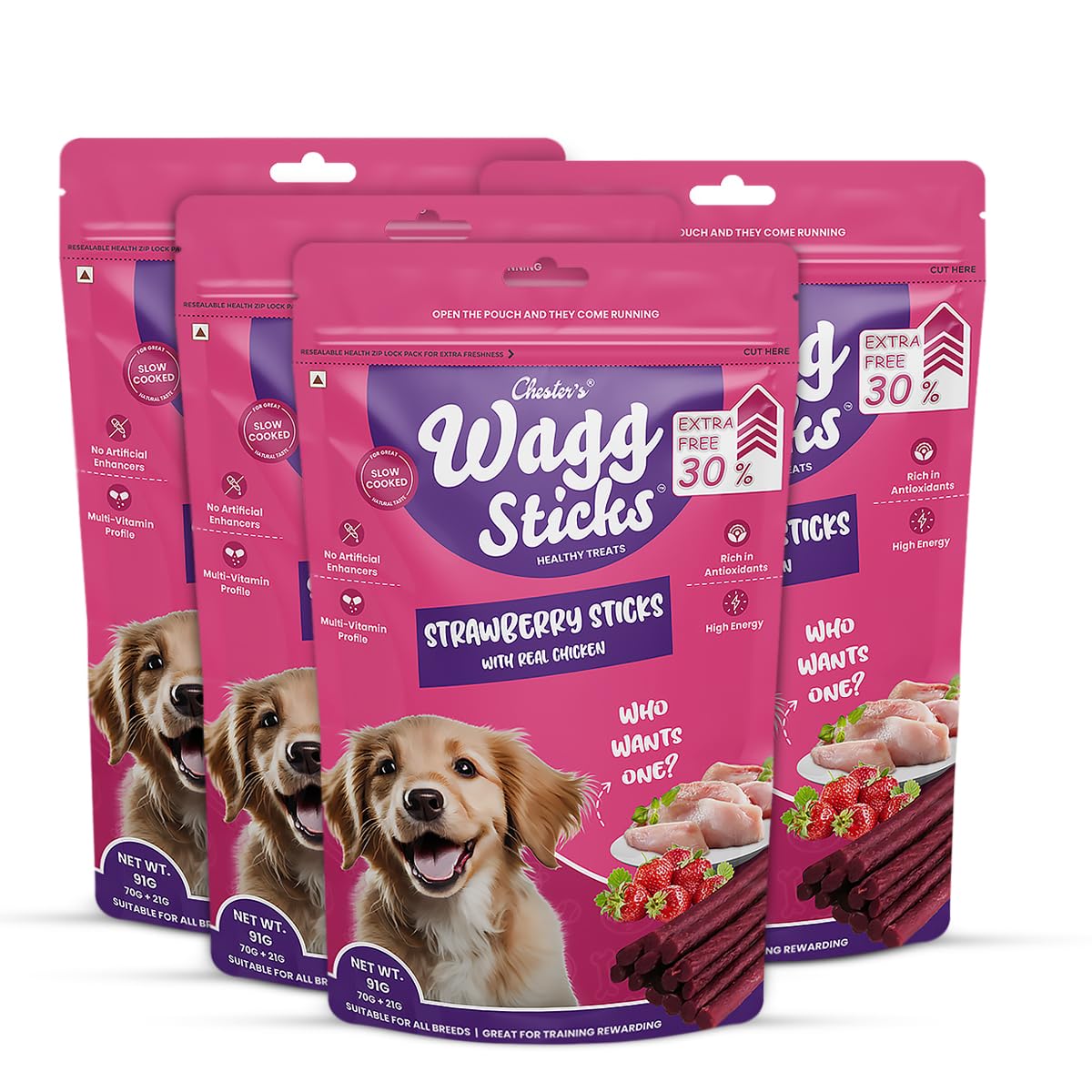 Wagg Sticks Strawberry Sticks with Real Chicken Dog Treats for Training - Healthy Treat with High in Protien - 70 Grm - (Pack of 4) (B0D49PR5C6) Amazon Price History, Amazon Price Tracker