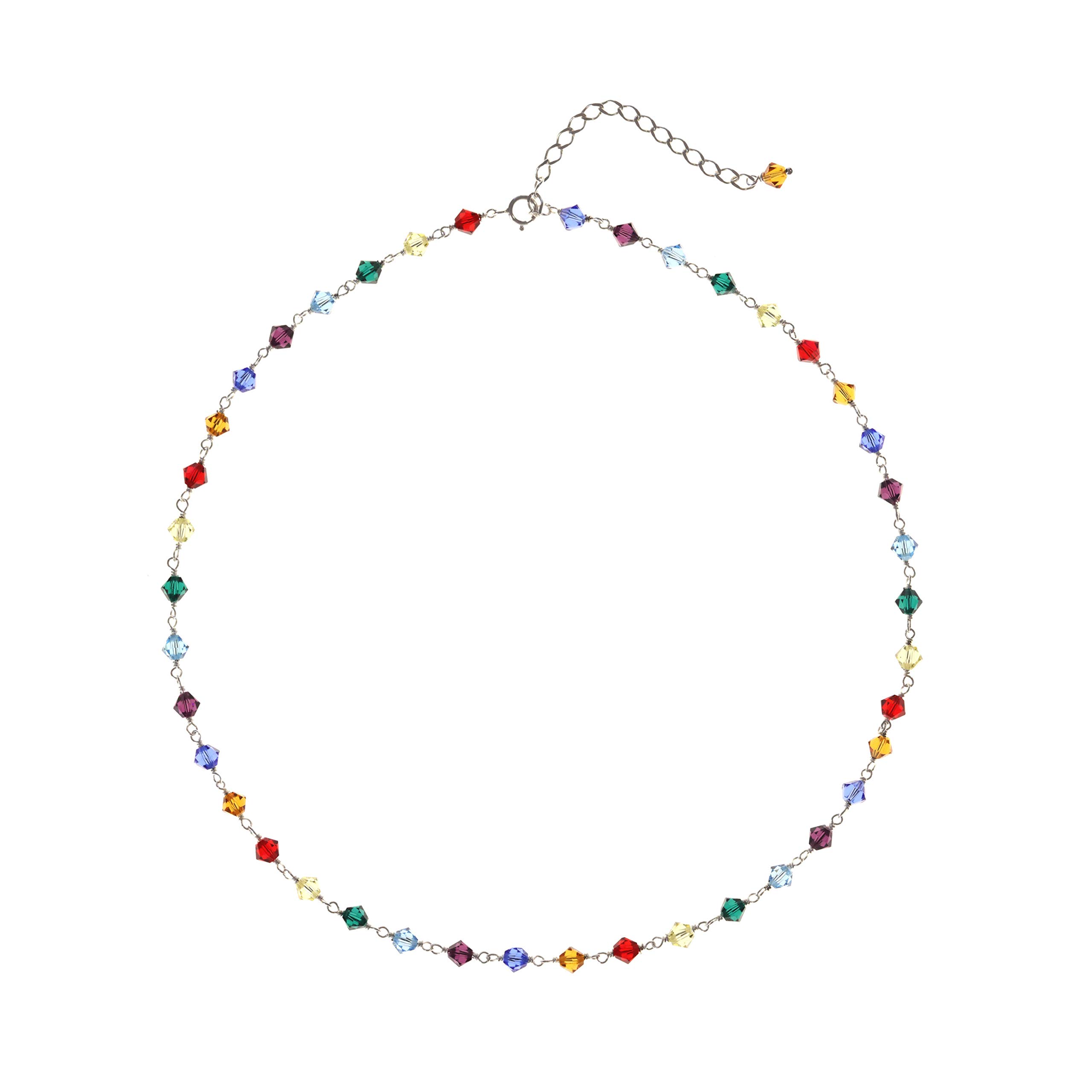 LTC Deasgnd Austrian Crystal Multi Color Beaded Choker Necklace, 14" + 3" Extender for Men,Women,and Friends. This Necklace is Dainty, but makes a Statement.