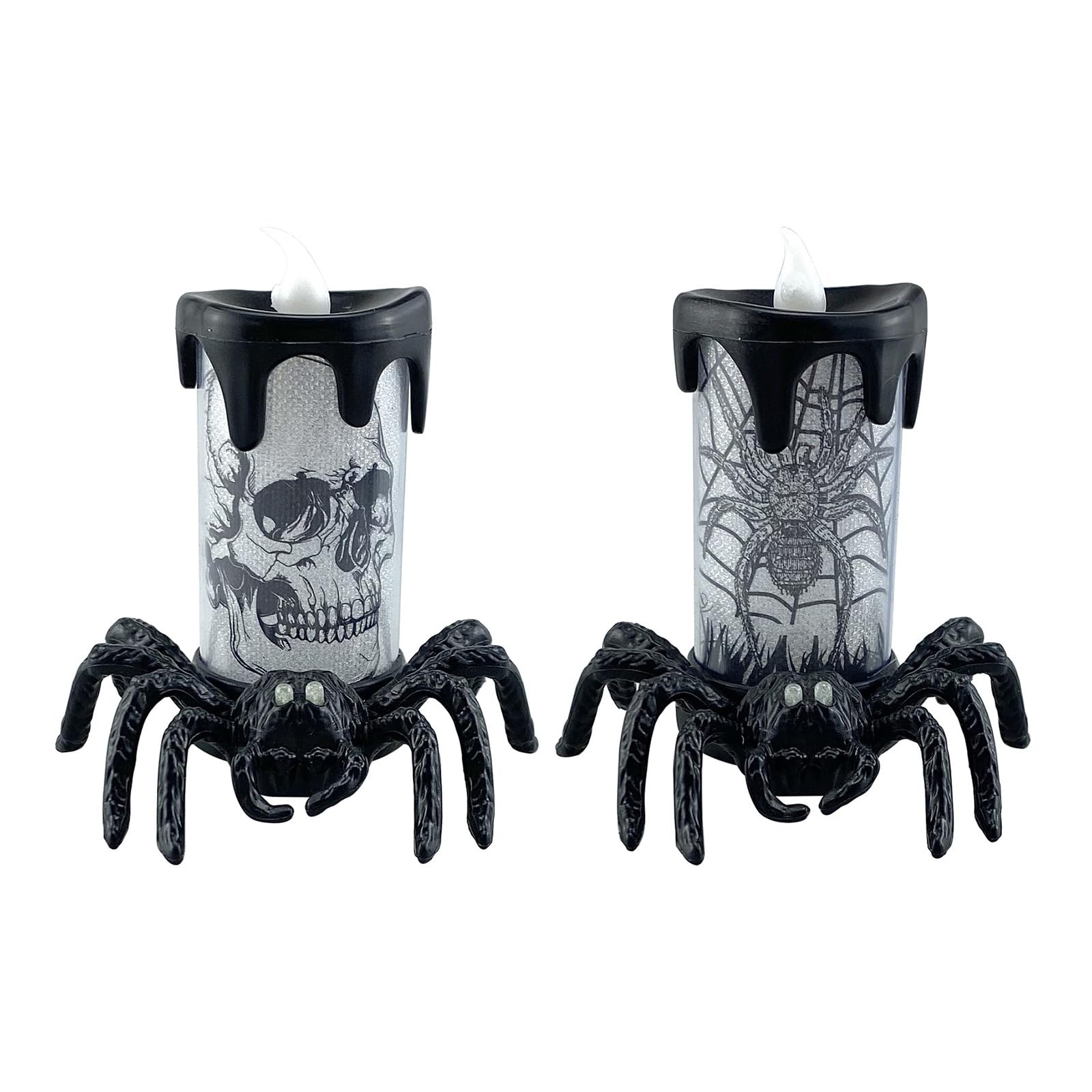 Msioytog Halloween LED Spiders Light with Realistic Skull Designs for Haunting House Parties Decoration Flameless Lamp Haunting House LED Light