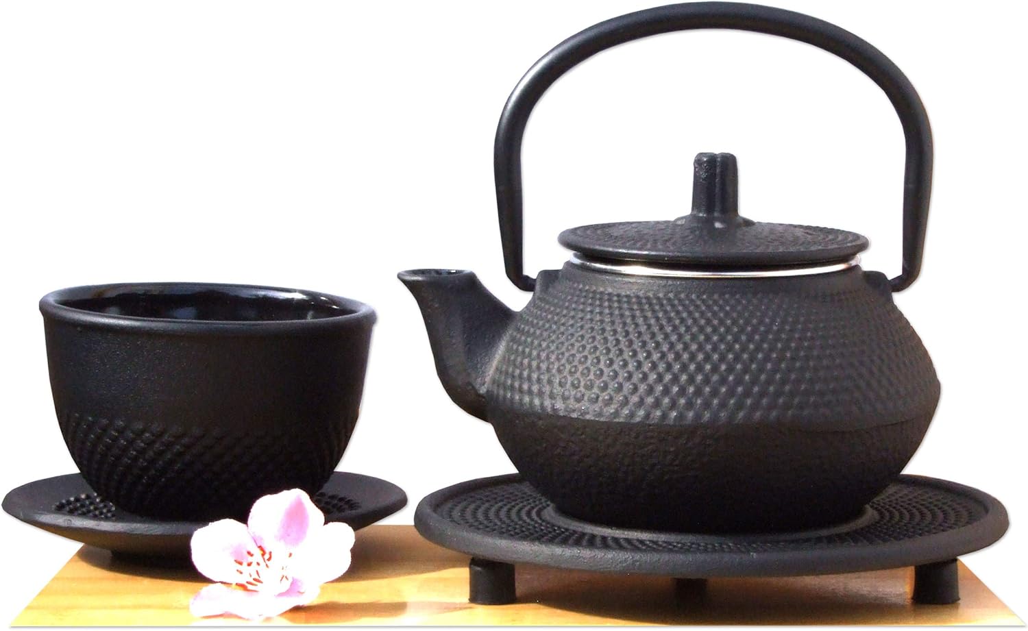 Cast Iron Black Hobnail teapot Kettle 0.3 Litre Cup & Trivet a one