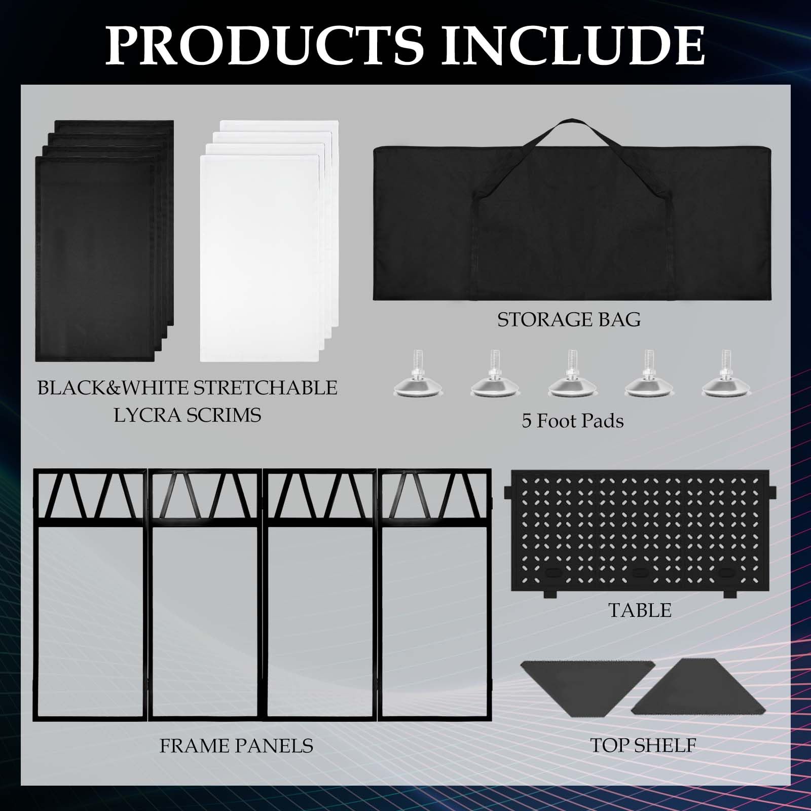 Tragbarer DJ-Fassadenständer, faltbarer DJ-Tisch, 101,6 x 50,8 x 114,3 cm, DJ-Fassadenstation für DJ-Controller, Mixer & Laptop, Veranstaltungen und Partys – inklusive Tragetasche und zwei