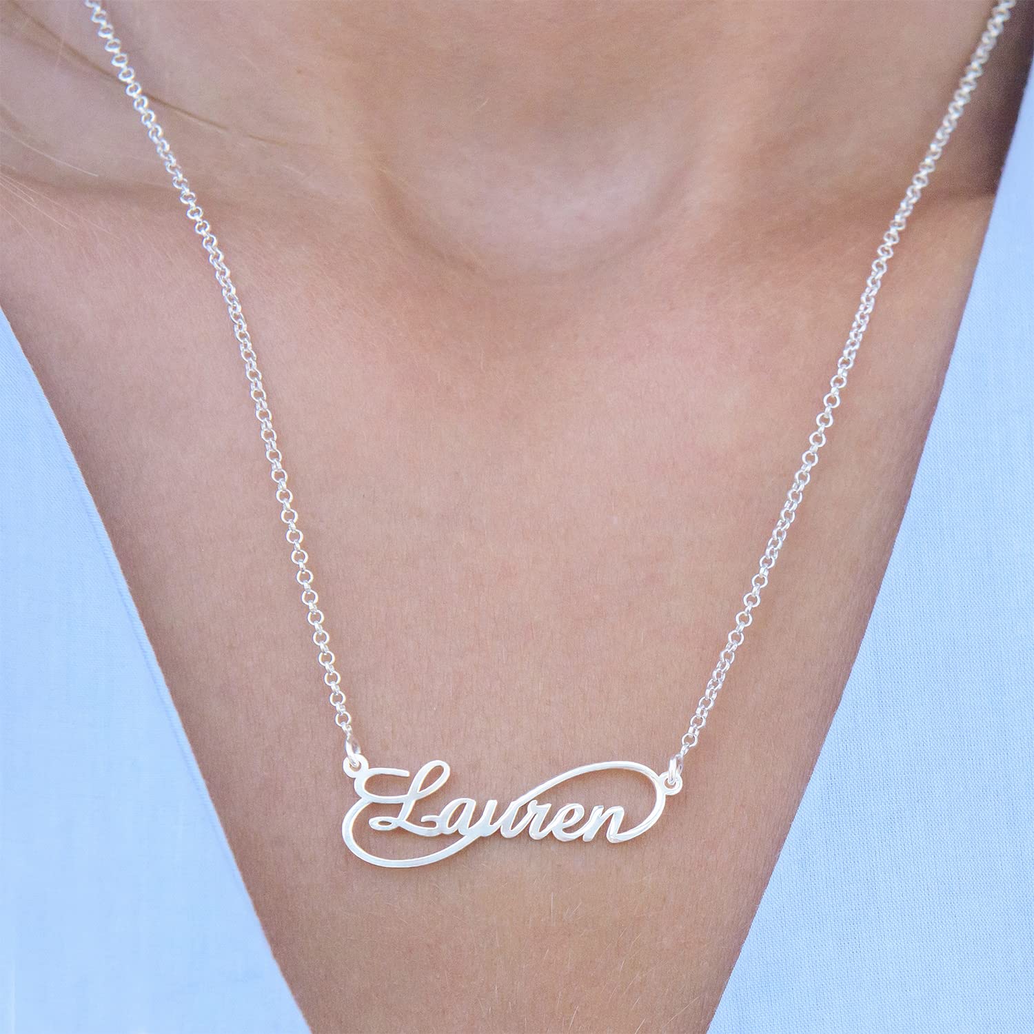 MyNameNecklace Spersonalizowany naszyjnik z imieniem styl nieskończoności - niestandardowa biżuteria na prezent e srebro wysokiej próby, cod. 110-01-1424