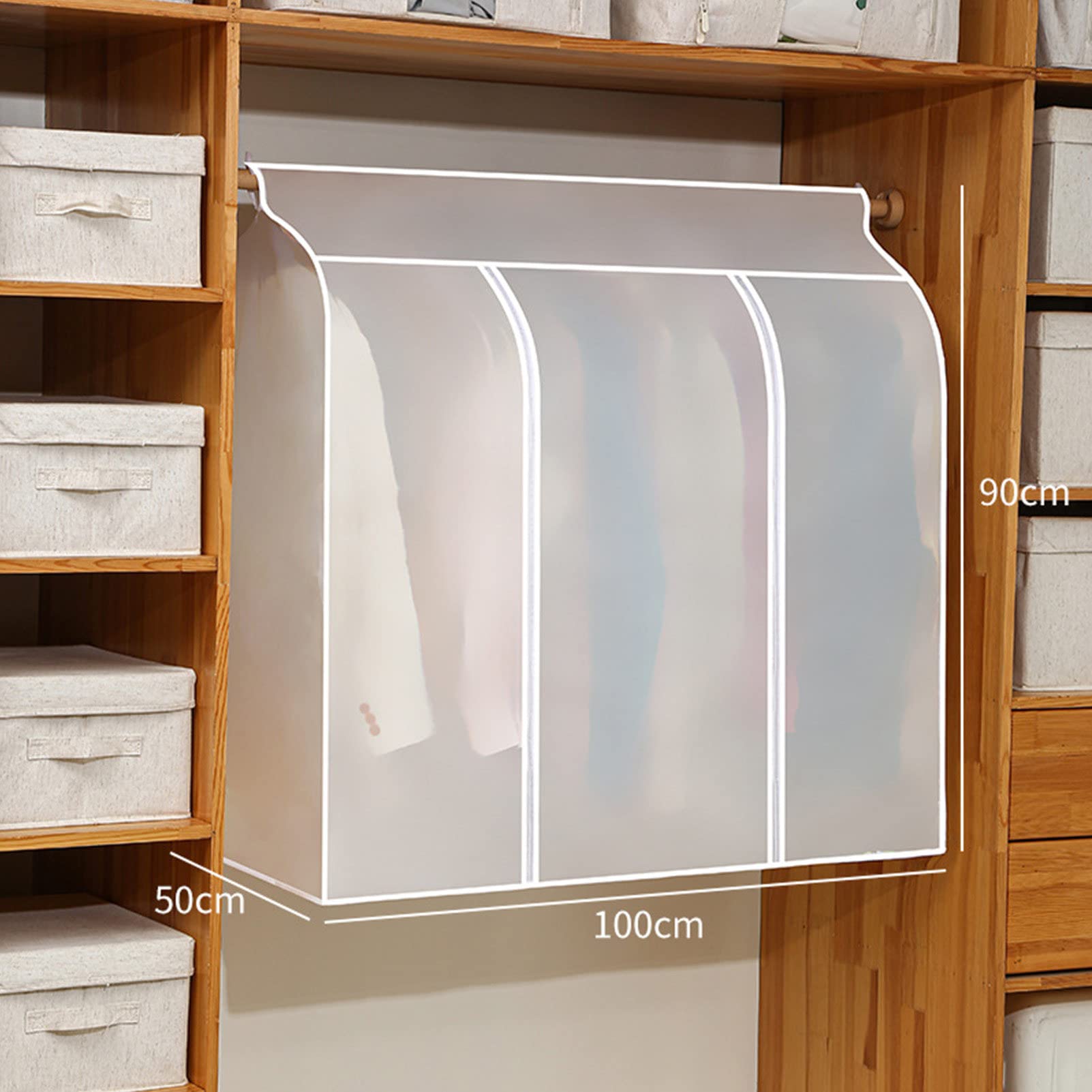RayGenius Fundas De Traje Antipolvo con Cremallera, Fundas De Ropa, Fundas De Ropa Transpirables Portatrajes Impermeables para Guardar En El Armario Y Viajar,50X100X90cm