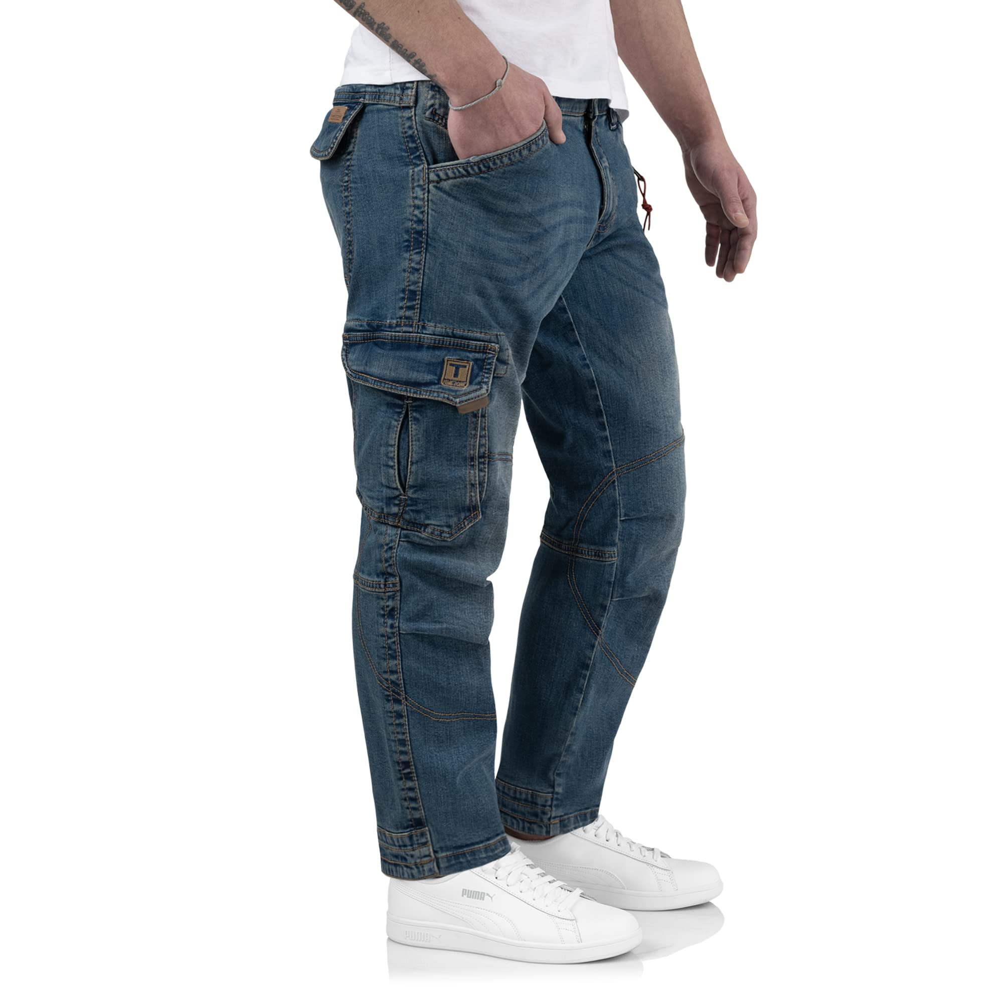 Timezone Benito TZ 3387 Pantalon cargo pour homme Bleu délavé