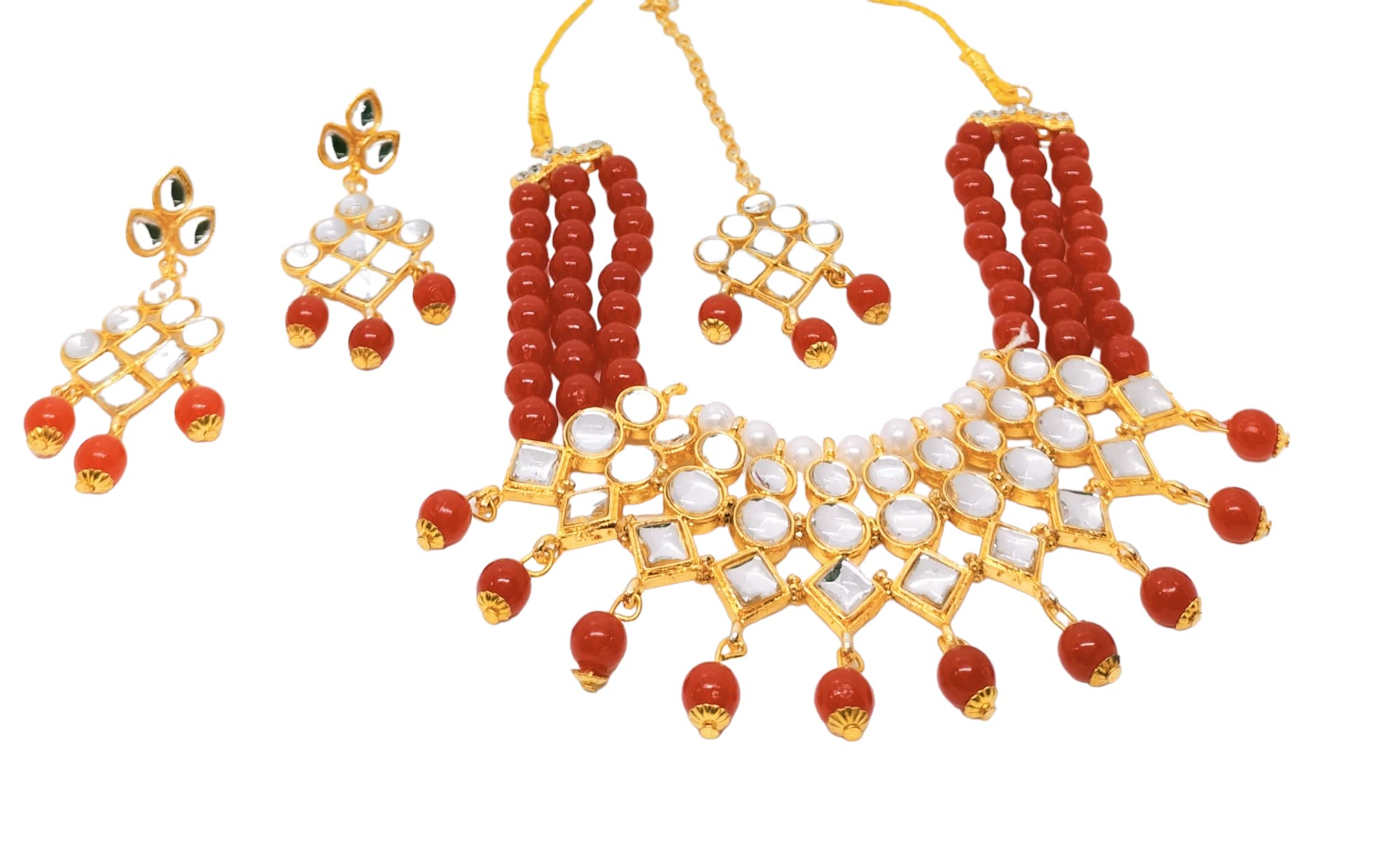 Soniya Crafts Layered Kundan Choker with Red Drop Pearls Necklace Set for Women & Girls (Red) (B0BHPSJBXC) Amazon Price History, Amazon Price Tracker