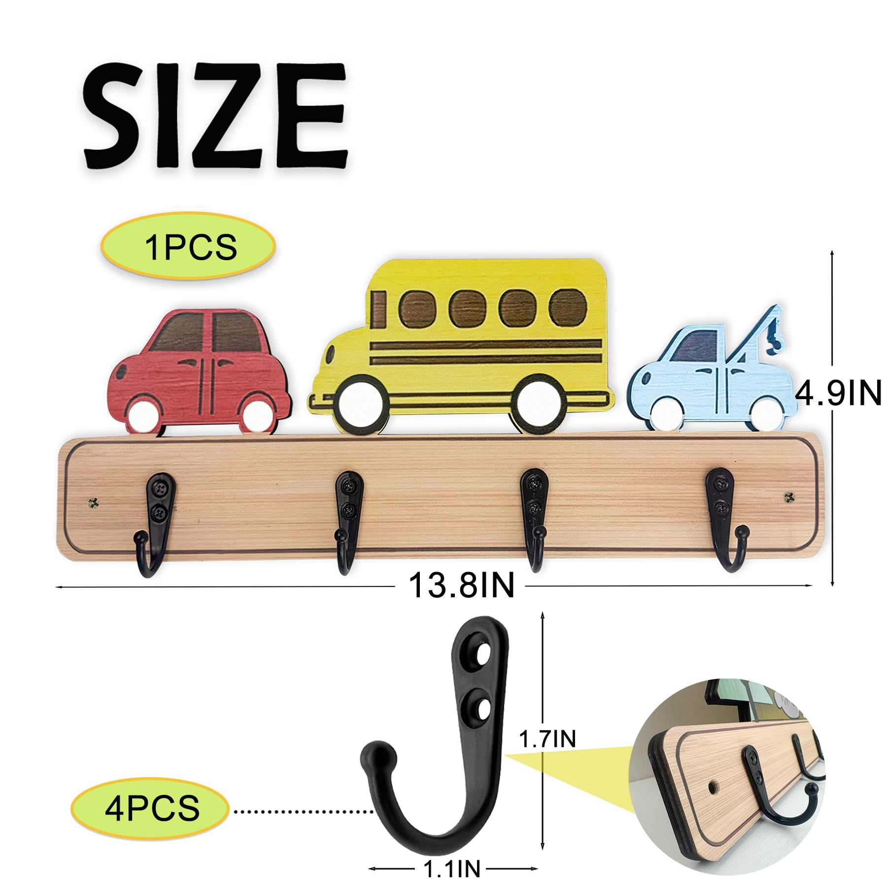 Kids Hangers QTBH Wall Coat Rack Wall Mounted Hooks Children Coat