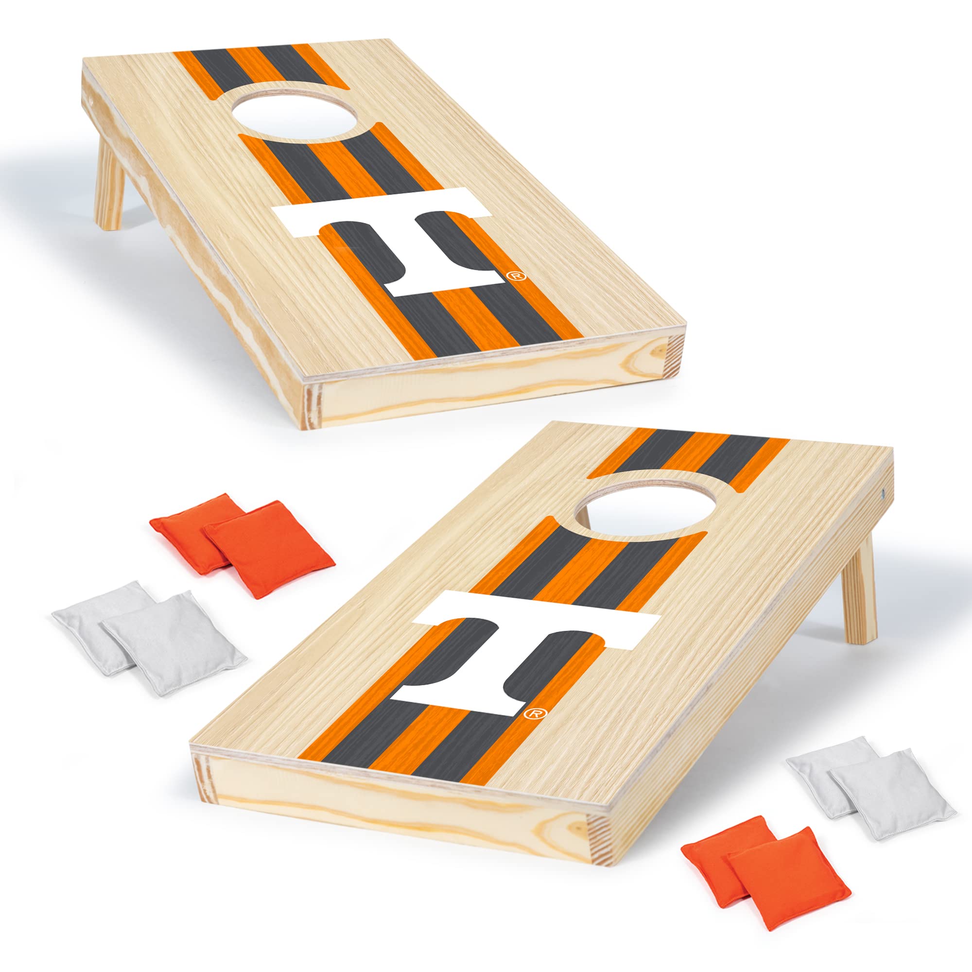 Wild Sports College Portable Size 1' x 2' Solid Wood Cornhole Set with Direct Print HD Team Graphics – Travel Size