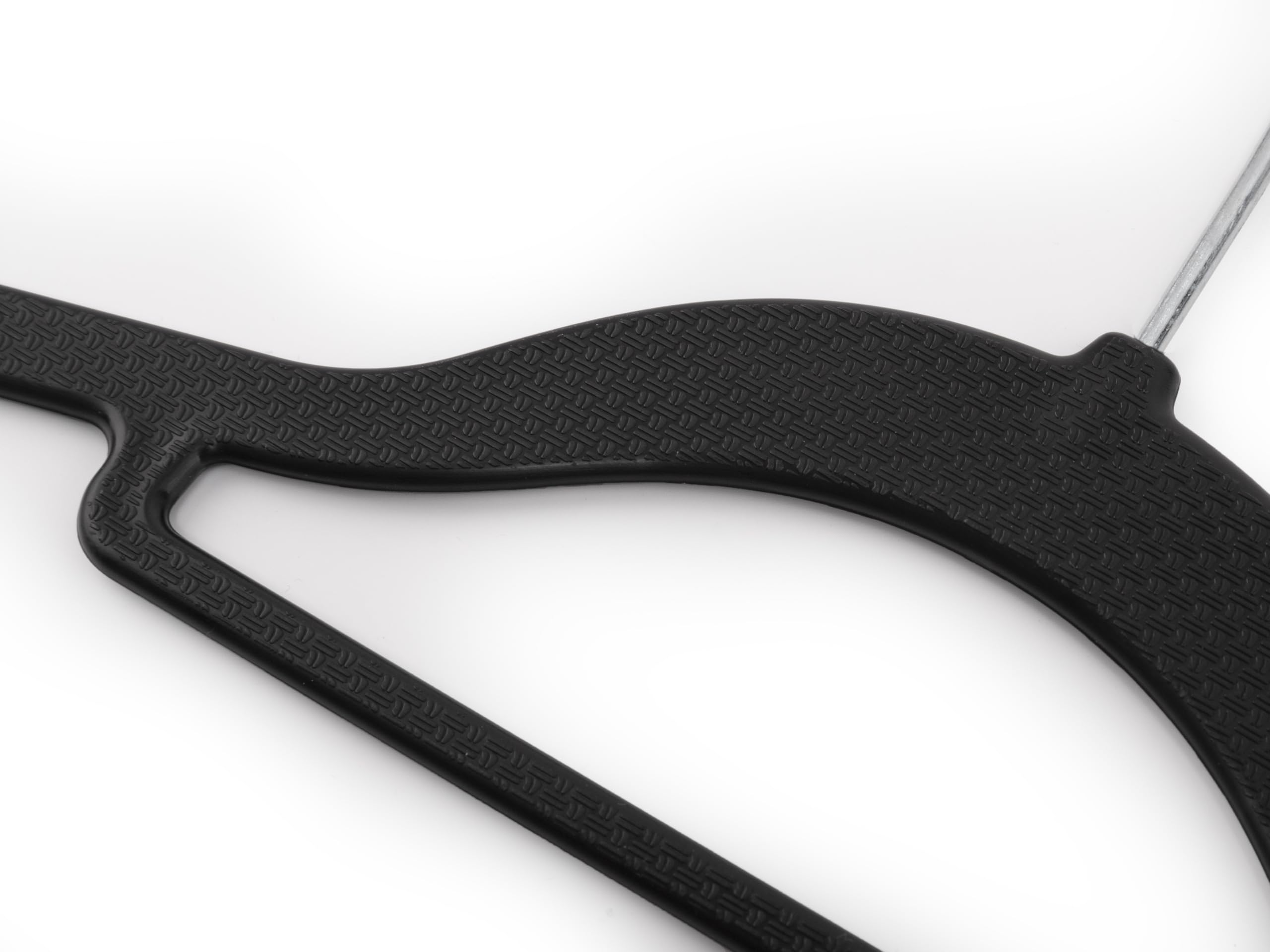 Perchas Ropa Negras de Plástico, Paquete de 20, Gancho Metálico Giratorio de 360°, Antideslizantes y Ahorro de Espacio, Flexibles y Resistentes para Camisas y Vestidos de Noche