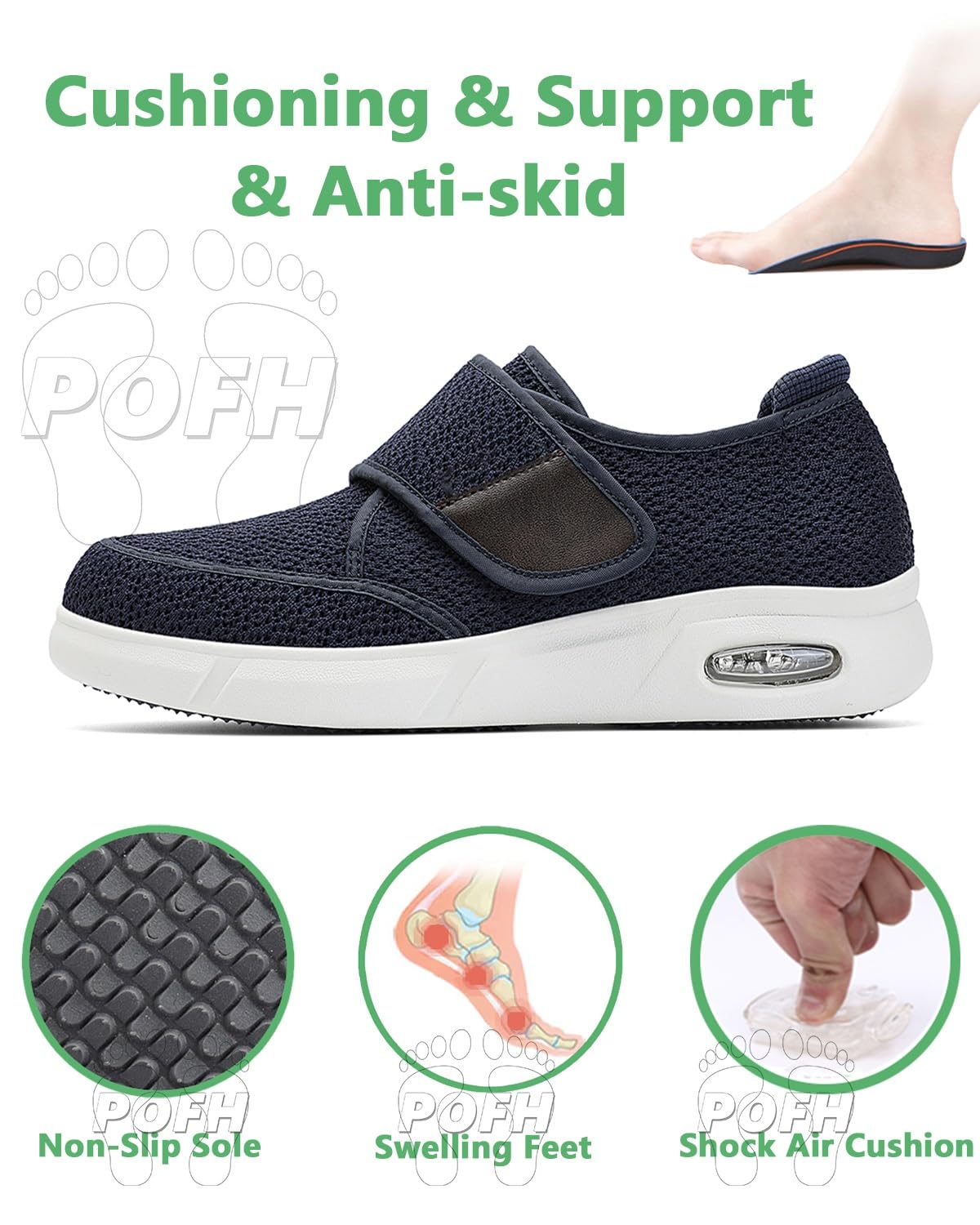 Zapatos para Pies Planos Hombre Especiales para Juanetes Zapatillas para Diabéticos Pie Ancho Fascitis Plantar Edema Calzado para Personas Mayores Extra Anchos Ortopédico