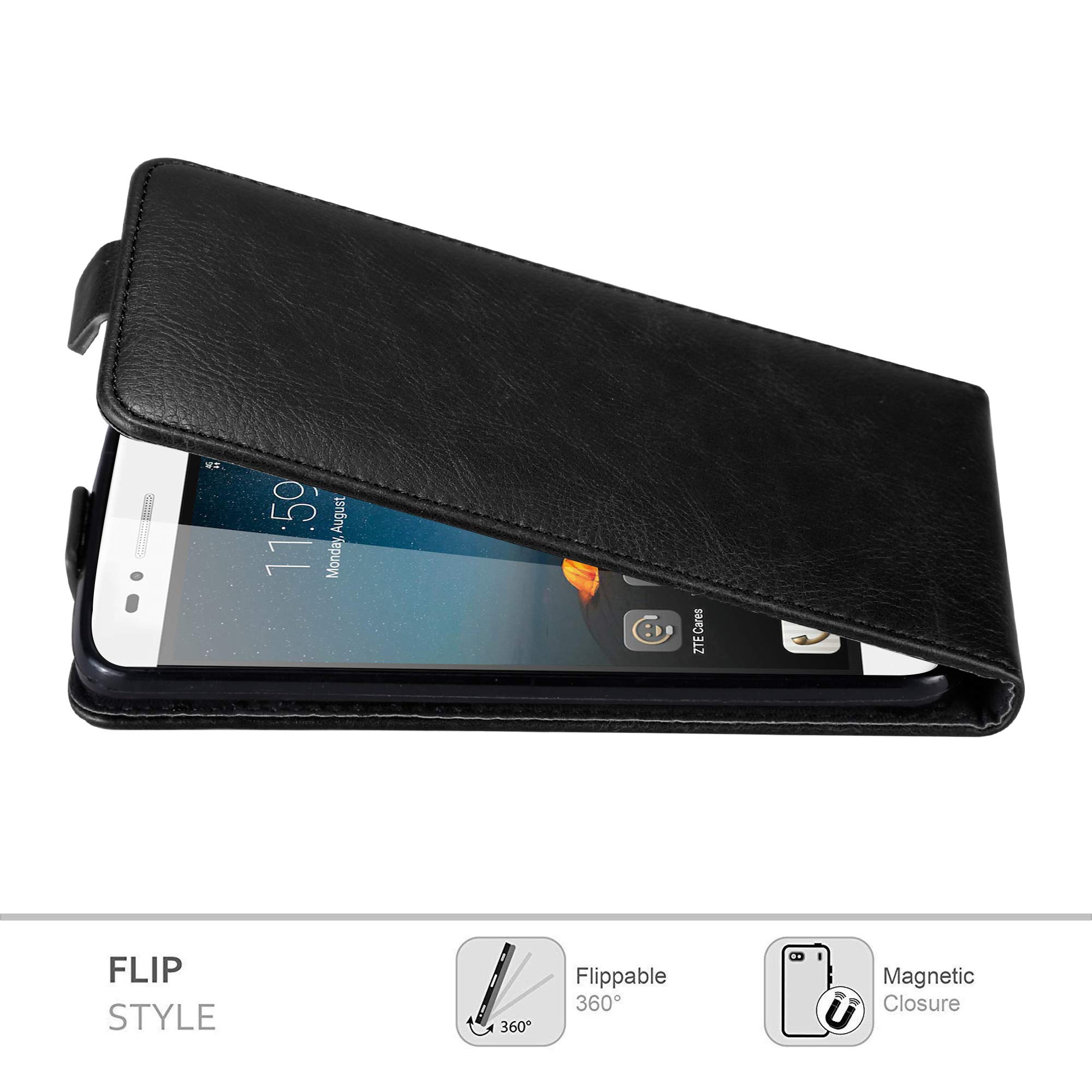 Cadorabo Custodia per Samsung Galaxy NOTE 3 NEO in NERO DI NOTTE - Protezione in Stile Flip con Chiusura Magnetica - Case Cover Wallet Book Etui