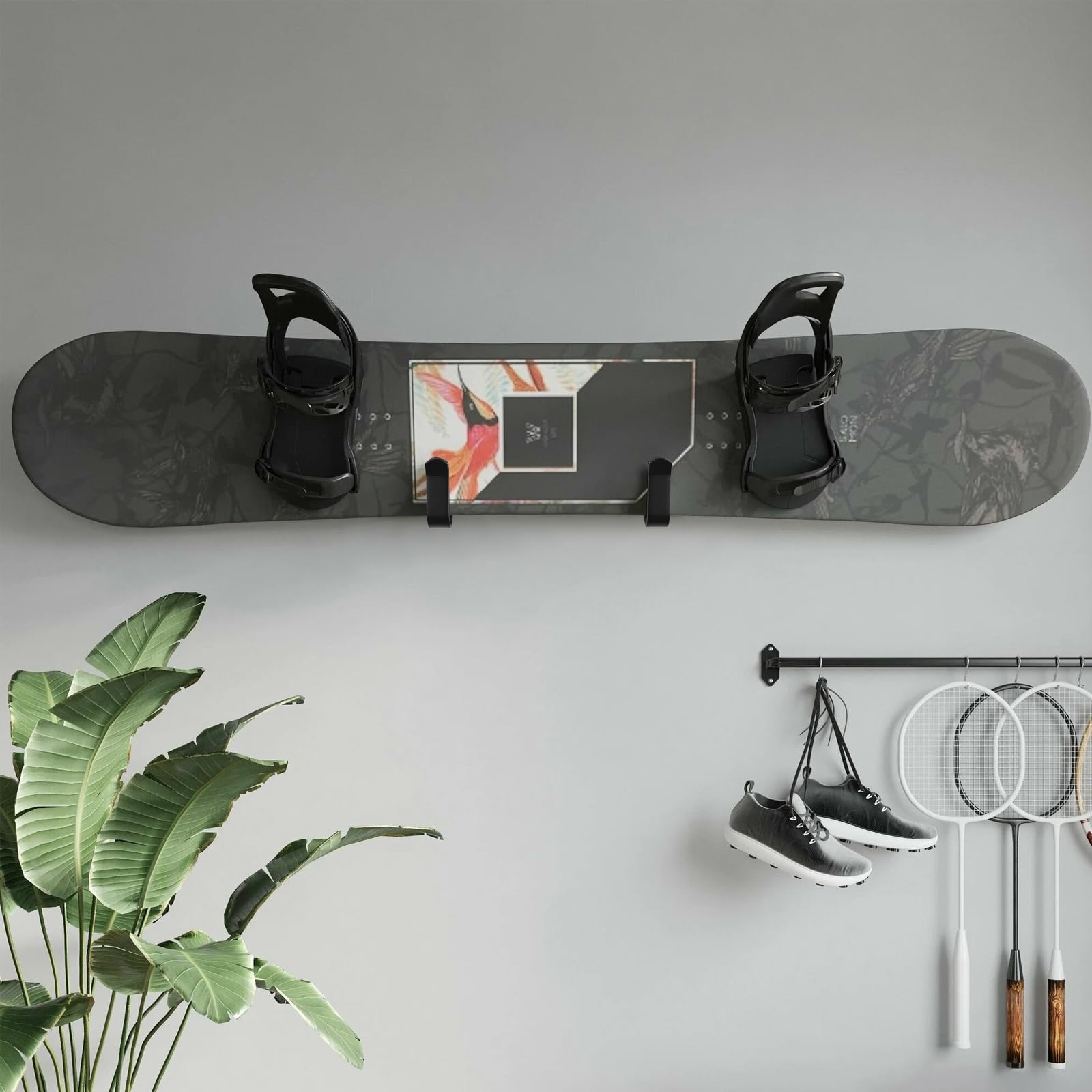 JINTANG Support Skateboard Mural,Support Mural Horizontal pour Skateboard,Noir Support pour Snowboard,Rangement et présentoir Portables pour Snowboard,skiboard,Longboard,Skateboard