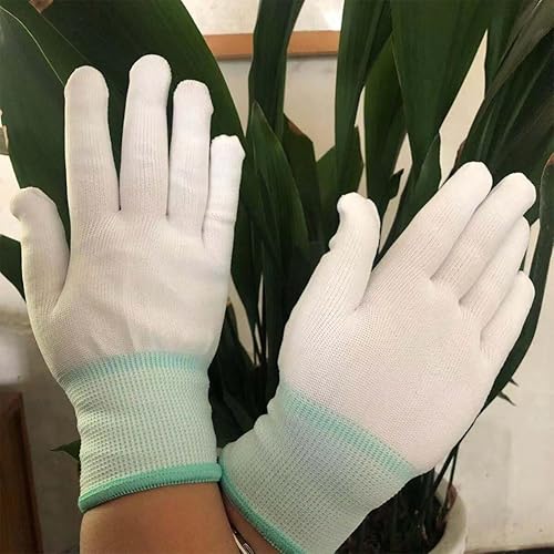 Miniatura 4 de KESYOO 12 pares de guantes resistentes a los cortes, guantes de trabajo de nailon, guantes de trabajo antiestáticos, guantes de seguridad blancos