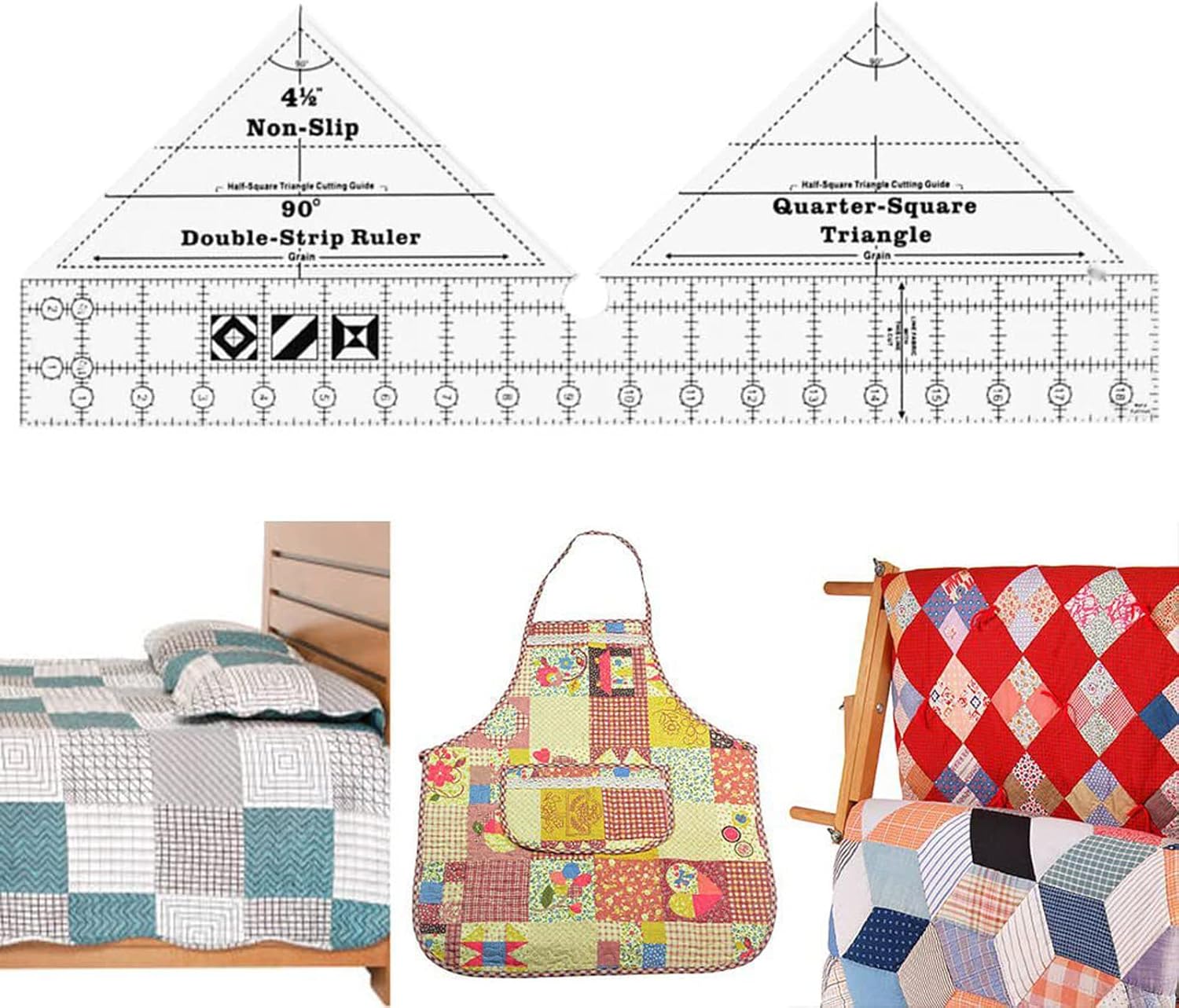 45/60/90 Degree Double Strip Ruler, Double Strip Quilting