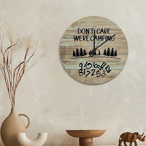 Miniatura 5 de ArogGeld Reloj de pared Dont Care were Camping Happy Camper, redondo, decorativo, funciona con pilas, de 15 pulgadas, silencioso, sin tictac, reloj