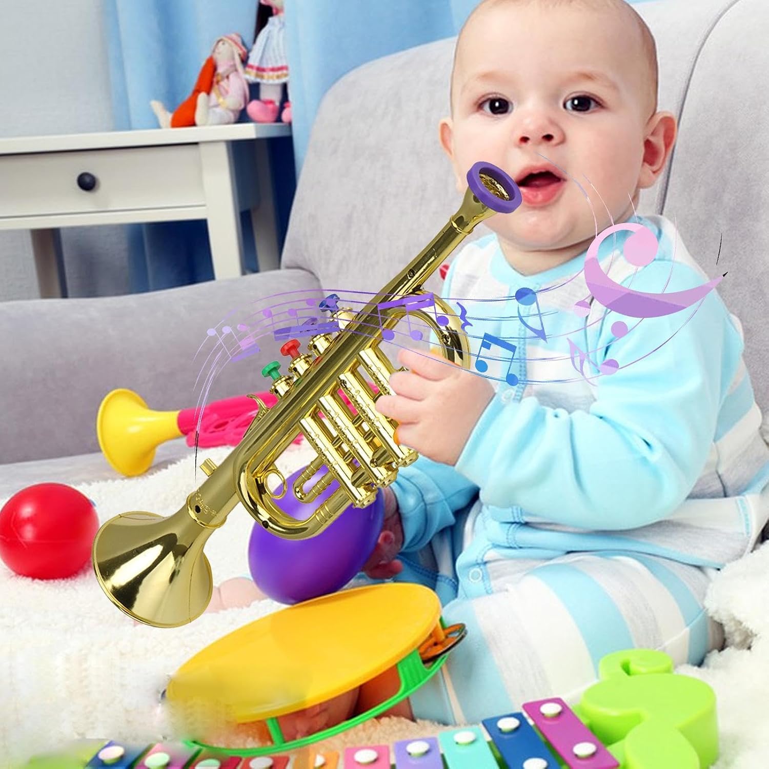 Trumpet Toy - Educational Preschool Music Instrument Inspiring Sound Kids Musical Trumpet - Preschool Learning Toy Fun Instrument for Creative Play and Early Musical Development