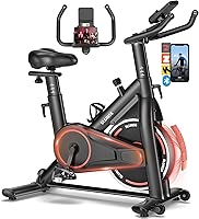 Exercise Bike, Adjustable Magnetic Resistance Stationary Bikes for Home with App Compatible, Quiet Indoor Cycling Bike with 350lbs Weight Capacity Comfortable Seat, Digital Monitor & Phone Mount