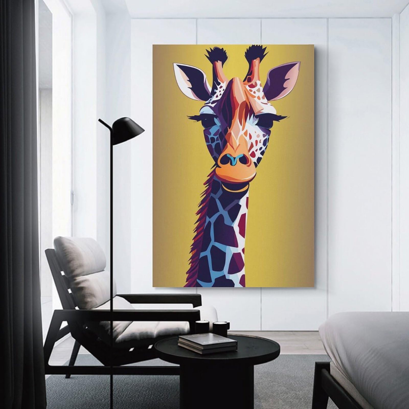 Junmoney Giraffe Decorative Canvas Print 24x36inch(60x90cm), for Hallway, Bedroom Or Modern Interiors, Home Decor Gift with Stylish Appeal