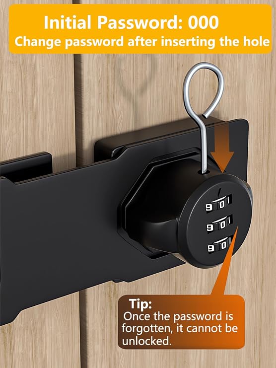Bifold Door Lock 3-Digit Password Keyless Cabinet Door Locks with Combination Sliding Closet Lock Pantry Lock, Closet Door Lock for Double Barn Shed Yardlock for Garage Garden 2 Pack White