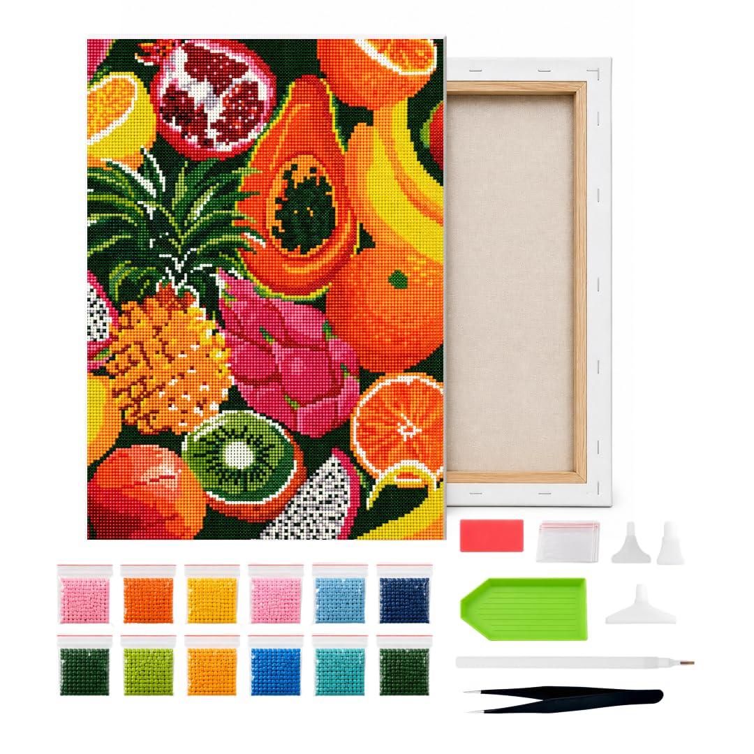 CRAFTMATE DIY Diamond Painting Art Kit – Framed Crystal Canvas Craft Kit for Adults & Kids | Fruit Ninja Diamond Art Kit | 20 x 30 cm-image-16