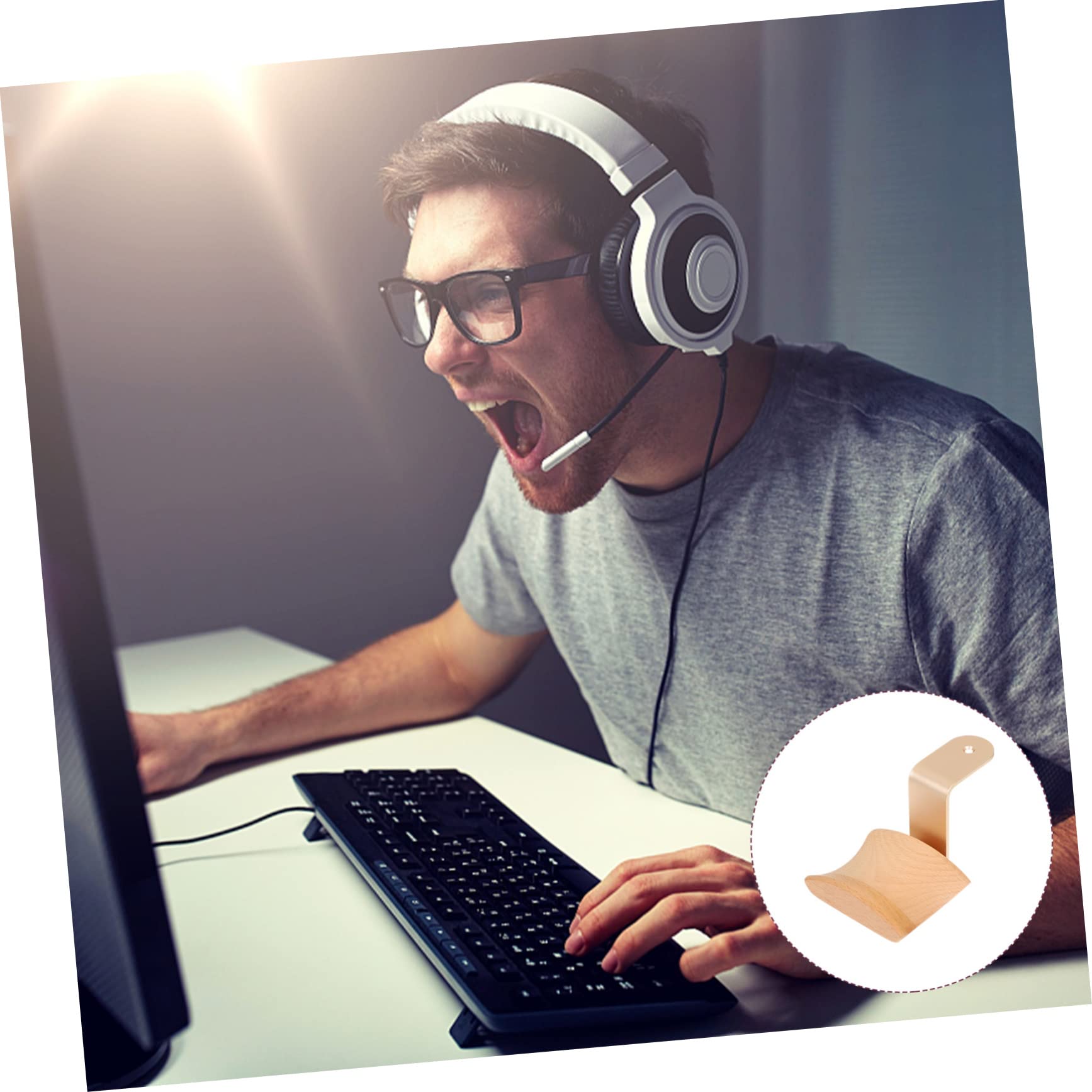 SUPVOX 1 Pc Solid Wood Headphone Stand Desk Headset Holder Headset Rack Headphones Holder Headphone Rack Headphone Hanger Storage Rack Headphone Stand Holder Beech Accessories Earphone