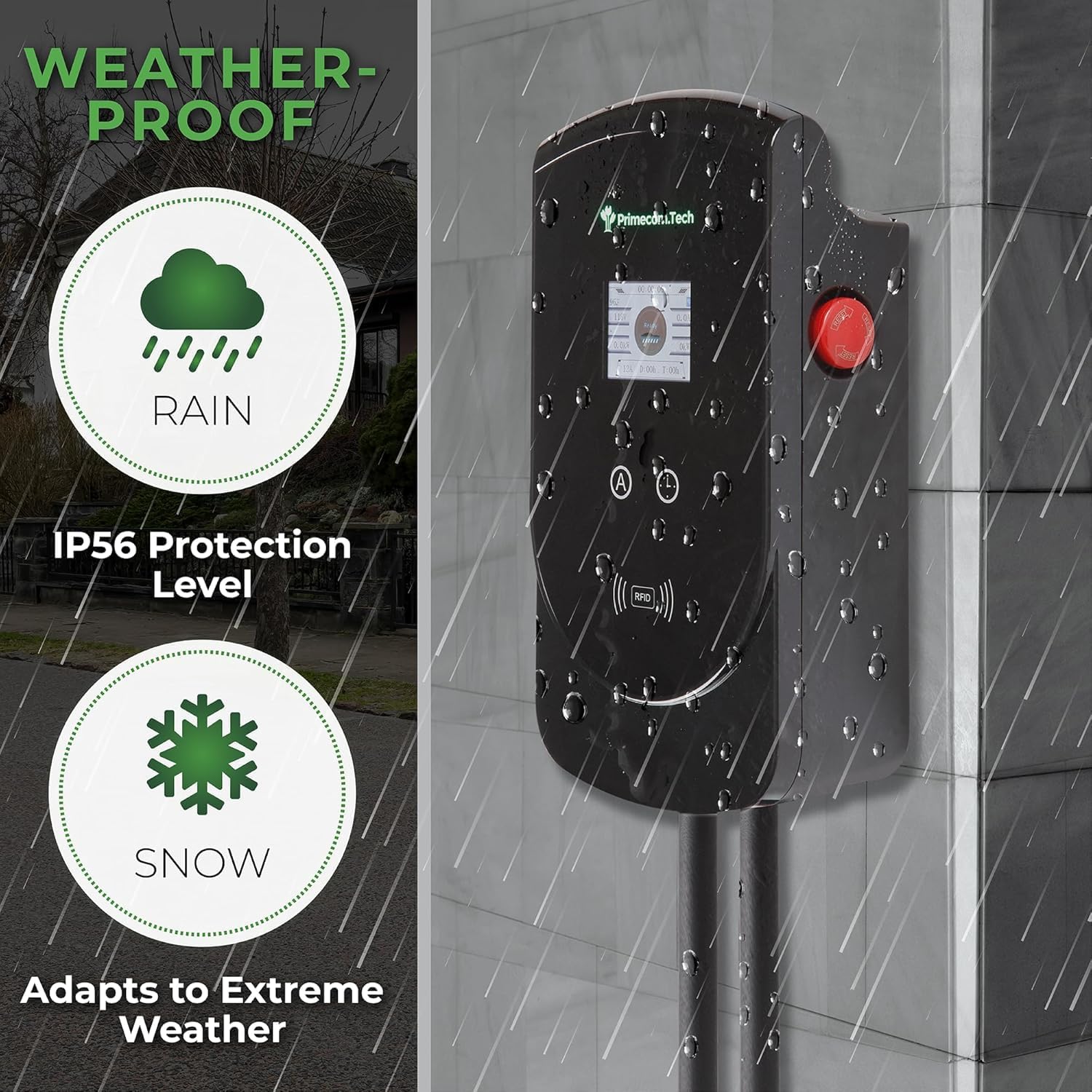 PRIMECOM 80 Amp 20X Faster 22KW 220Volt Level-2 18ft to 50ft Cord Lengths Smart Electric Vehicle EV Charging Station Ford F-150 Transit Lightning Luciud Air Polestar TeslaXS Taycan (18.5 Feet)