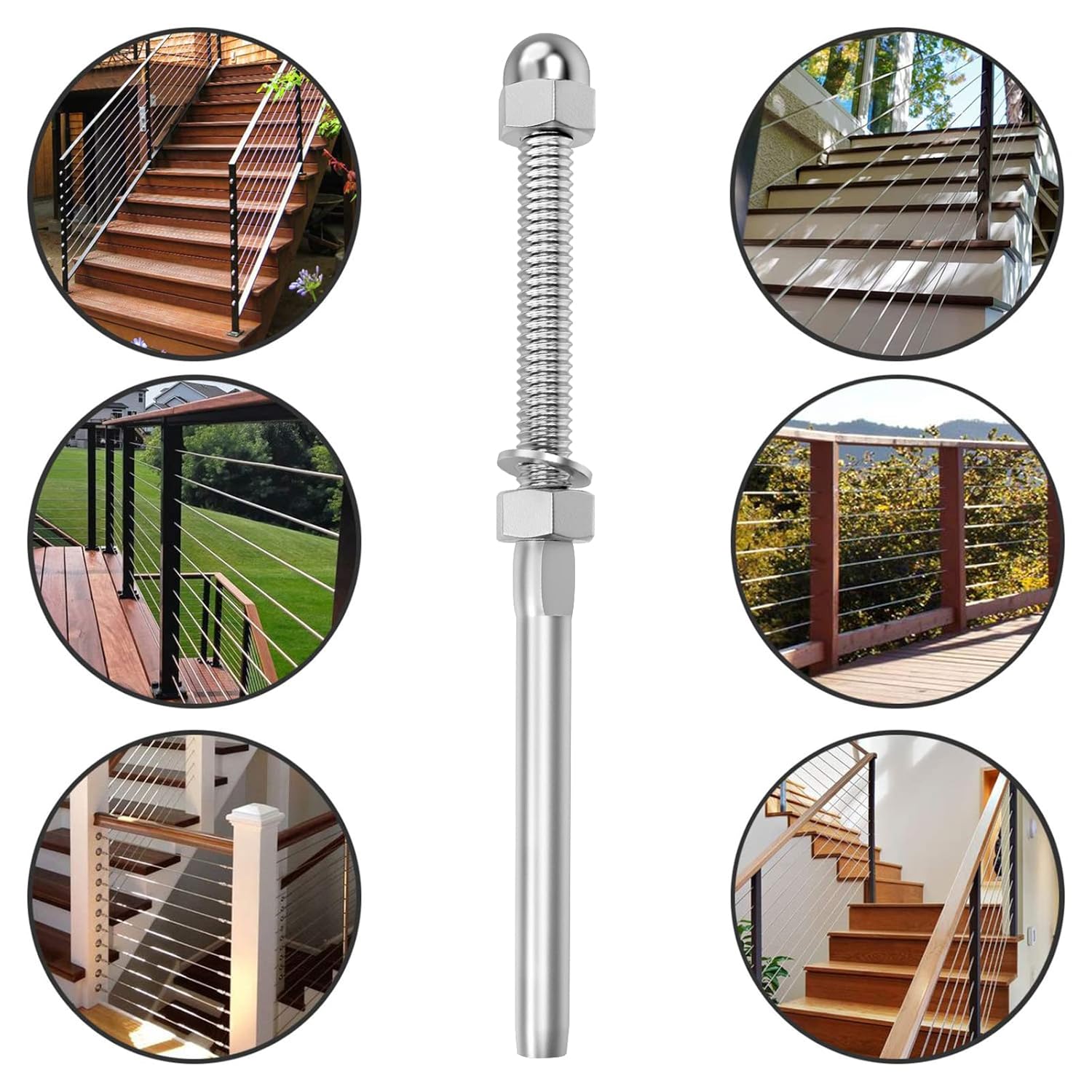 ❤ Crazy Deals CKE 60 Pack Cable Railing Swage Threaded Stud Tension End Fitting Terminal for 1/8 Cable Deck Railing Hand Swage T316 Stainless Steel Marine Grade