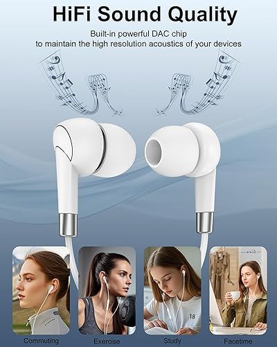 Miniatura 3 de Auriculares Lightning para Apple, auriculares con cable con micrófono para iPhone 14 Pro Max 13 12 11 SE2 XS XR X 8 Plus 7 6s 5 iPad iPod Touch,