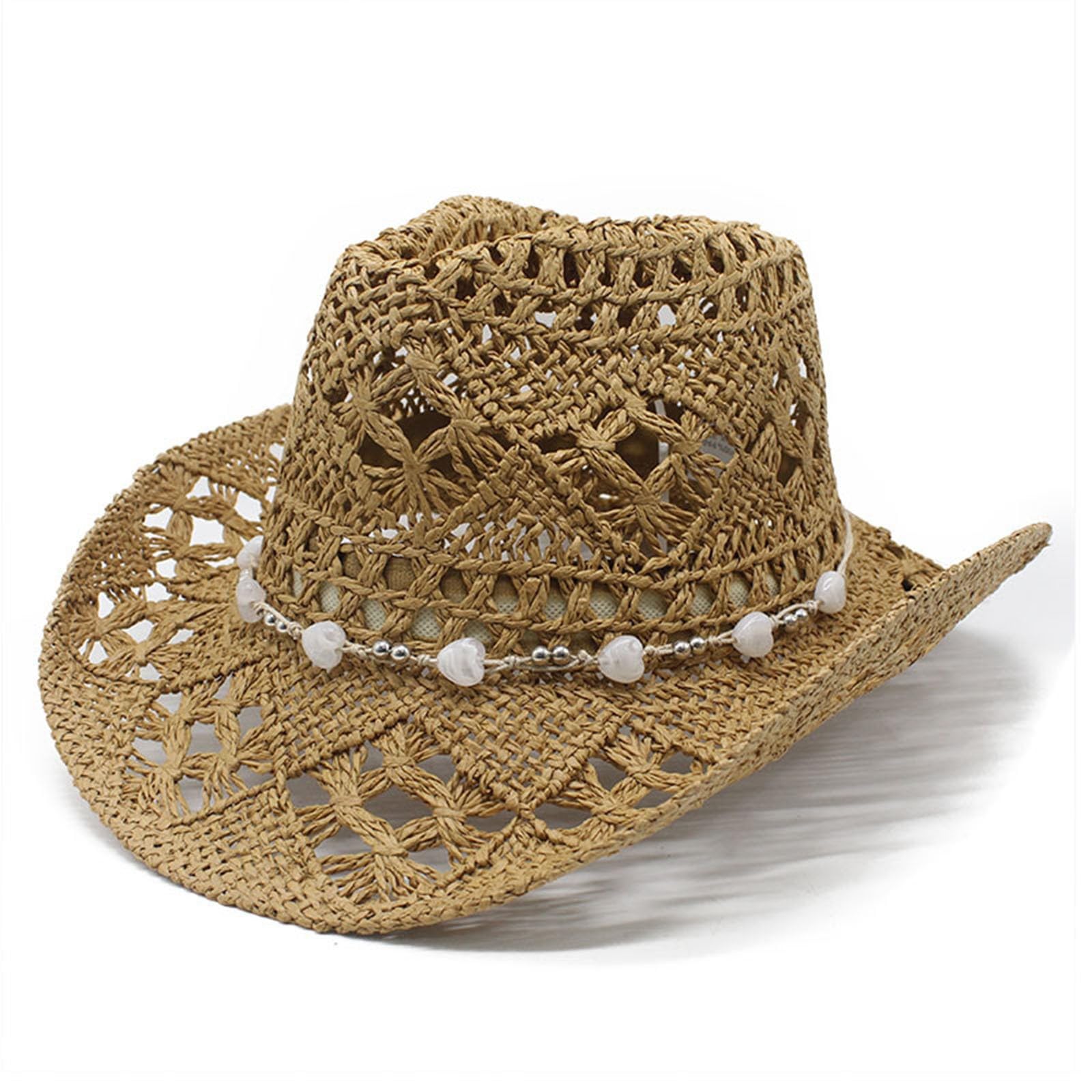 Cappello Cowboy Estivo in Paglia, modellabile, Traforato, Protezione Solare, Unisex/A
