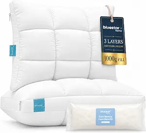 Cooling Bed Pillows, Adjustable Memory Foam Pillow Set of 2