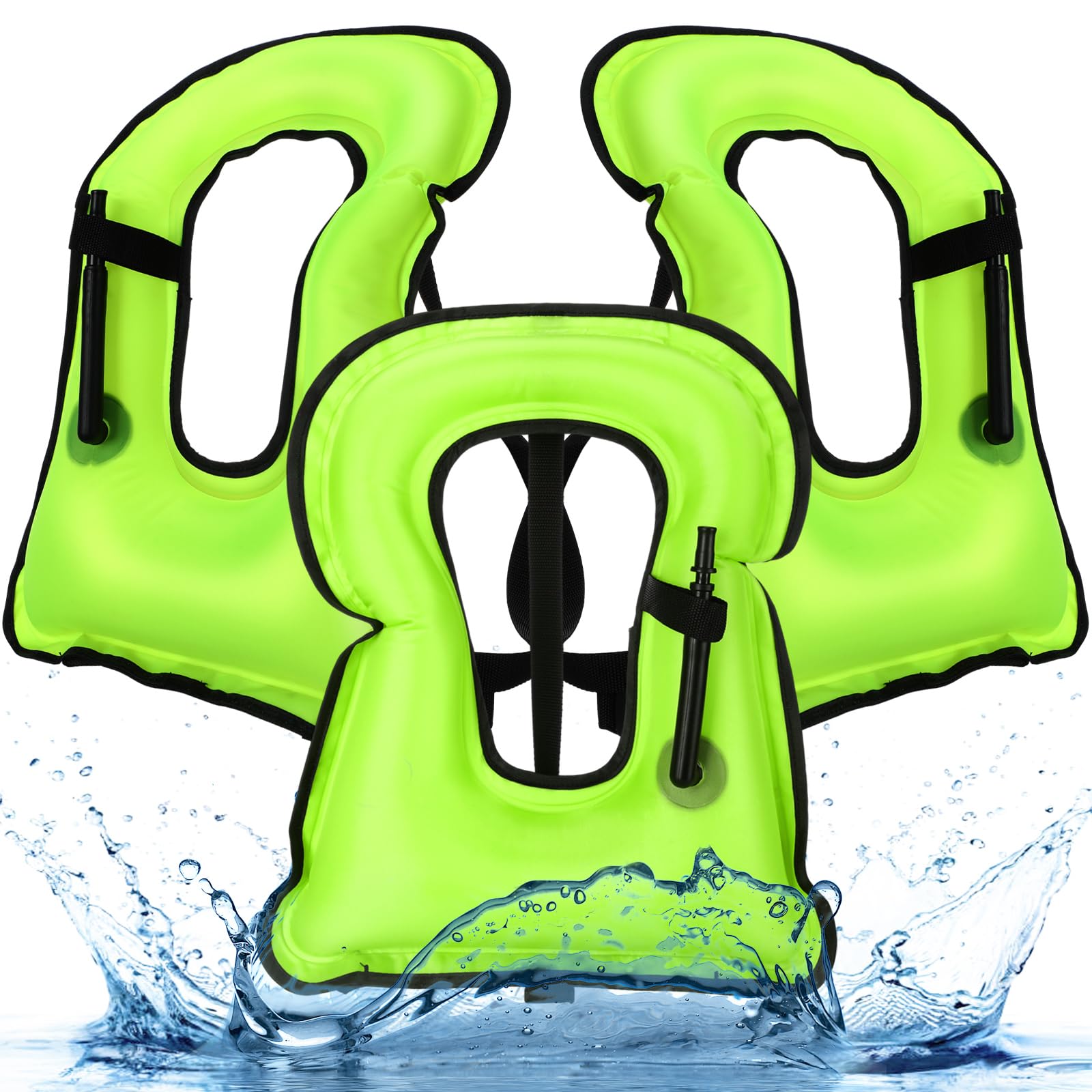 Meanplan 3 Pcs Inflatable Snorkel Vest for Kids Children Adjustable Snorkeling Jackets Light Portable Safety Vests for Boys Girls Swimming Surfing