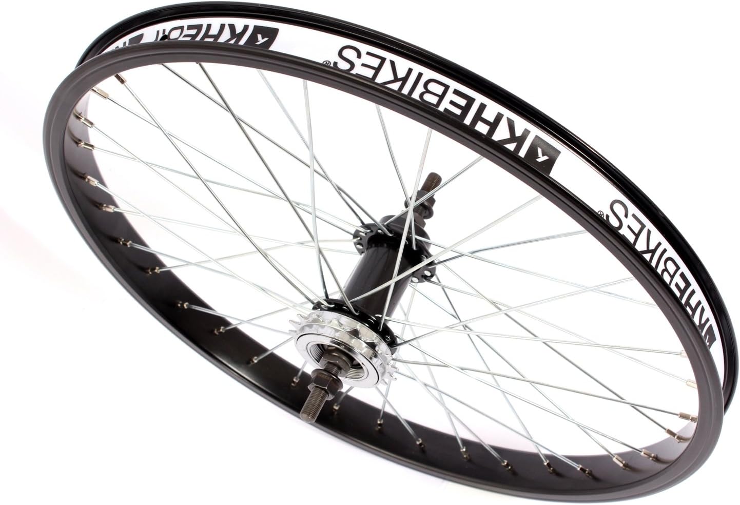 KHE BMX Rear Wheel Alloy Wheel 36 Hole 10 mm KHE Rim Tape + Sprocket Made in Germany