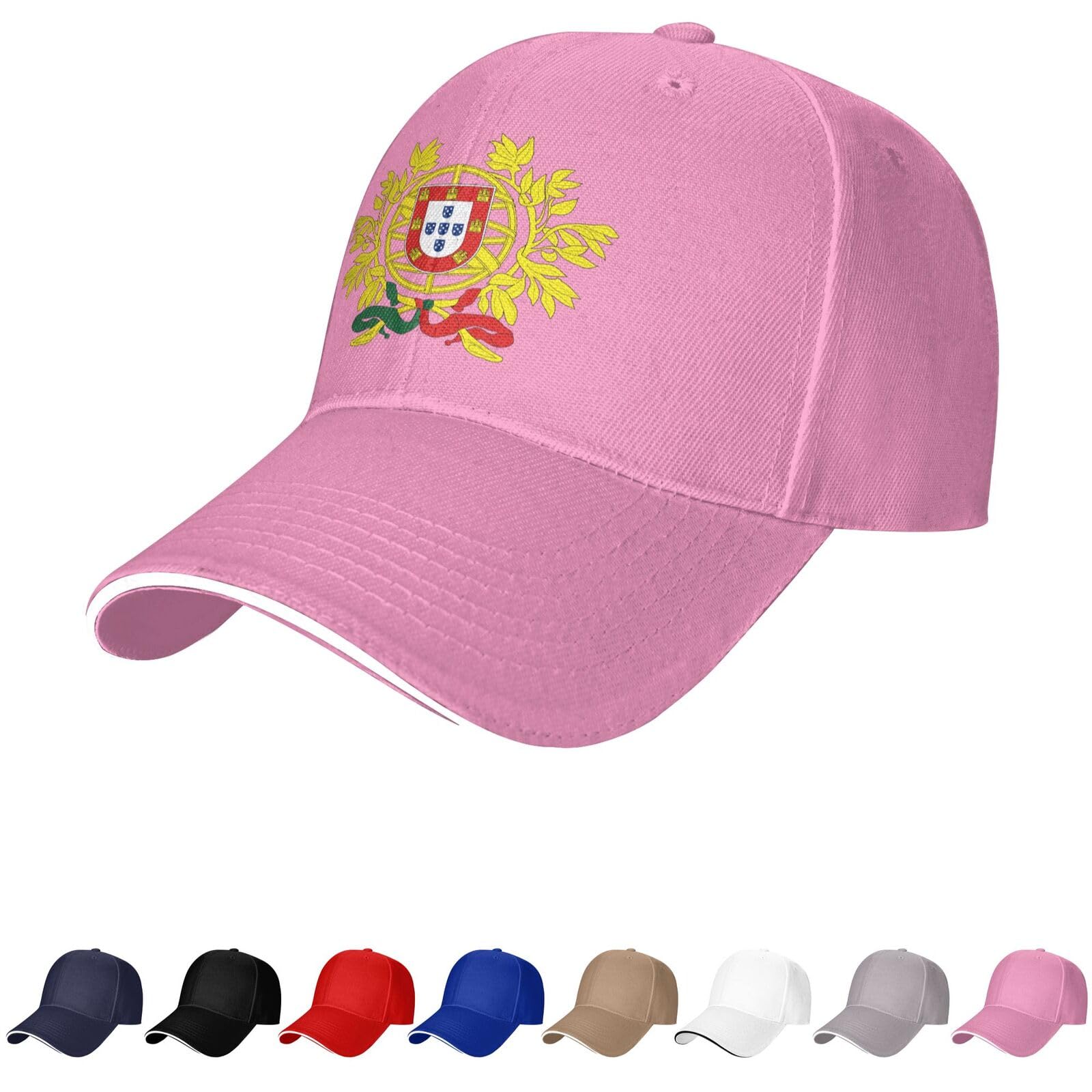 Portugal Emblem Hat Portuguese Caps for Man Woman Coat of Arms of Portugal Baseball Cap Trucker Dad Hat Pink