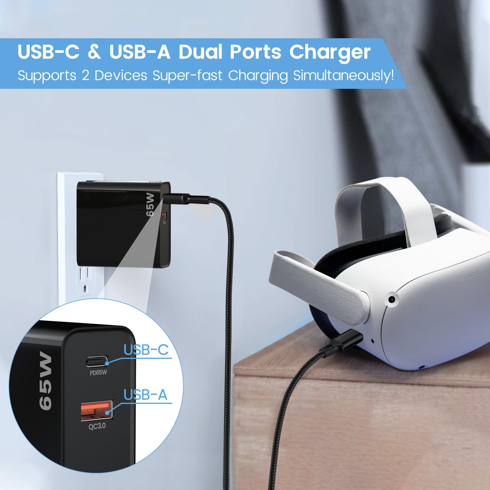 Amazon.com: PD 65W USB C Super Fast VR Charger Compatible with