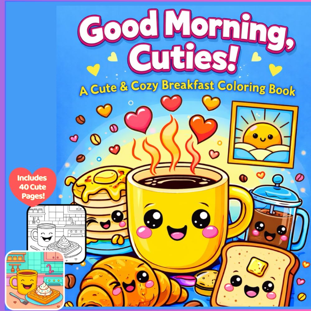 Good Morning, Cuties!: A Cute & Cozy Breakfast Coloring Book (Cozy Coloring!)