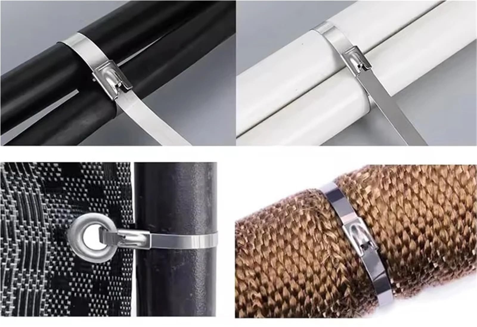 300 fascette fermacavi da 4,6 mm, in acciaio inossidabile 304, multifunzione, autobloccanti, per interni ed esterni (4,6 x 200 mm)