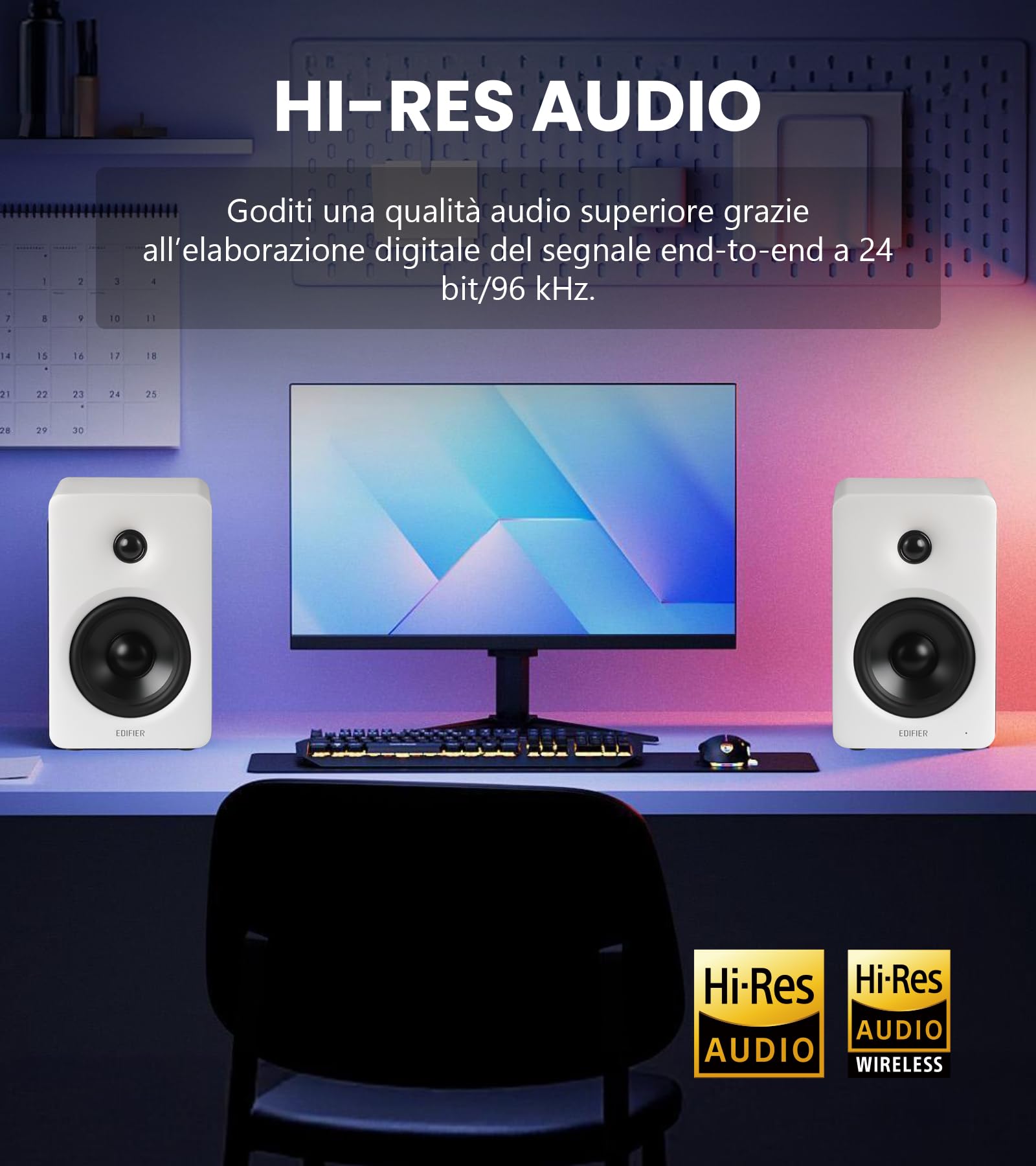 Edifier M90 Diffusori da Scaffale, Scrivania 100 W RMS, Audio Alta Risoluzione, LDAC, Bluetooth 6.0, Ingressi HDMI eARC/ottico/USB-C/AUX con Uscita SUB OUT, Telecomando per TV/PC, Bianco